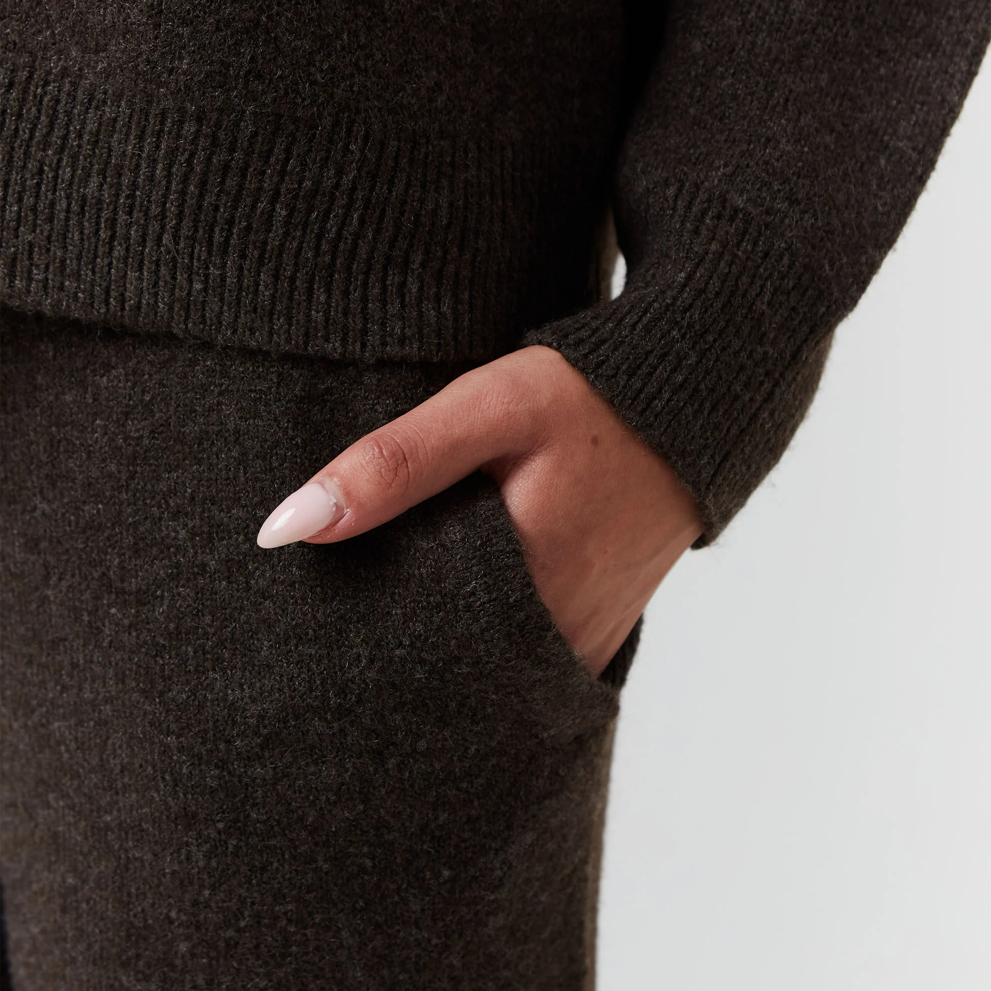 Knit Open Hem Jogger | Brown Marl - Image 3
