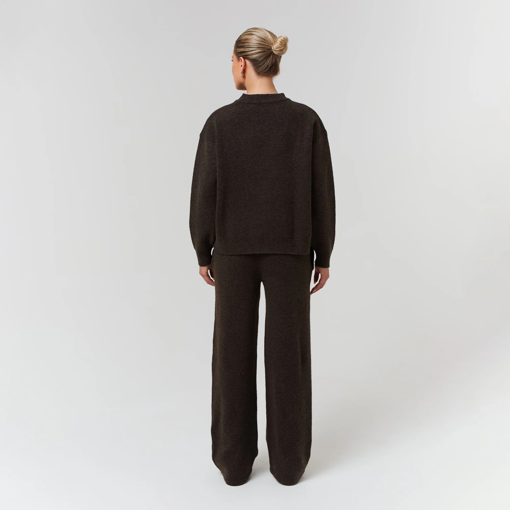 Knit Open Hem Jogger | Brown Marl - Image 4