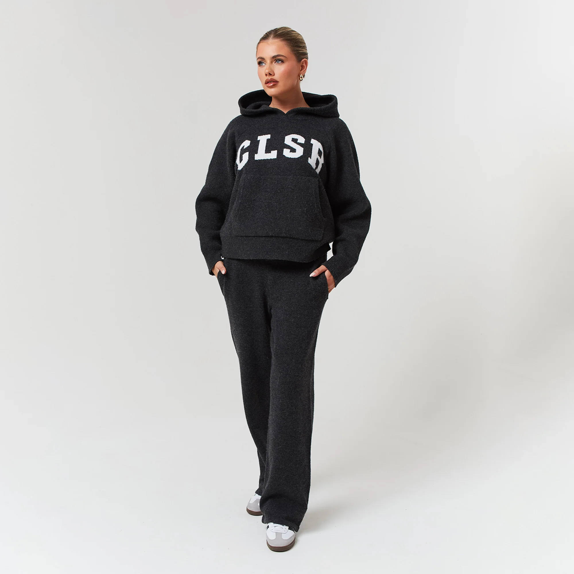 Knit Open Hem Jogger | Charcoal Marl - Image 5