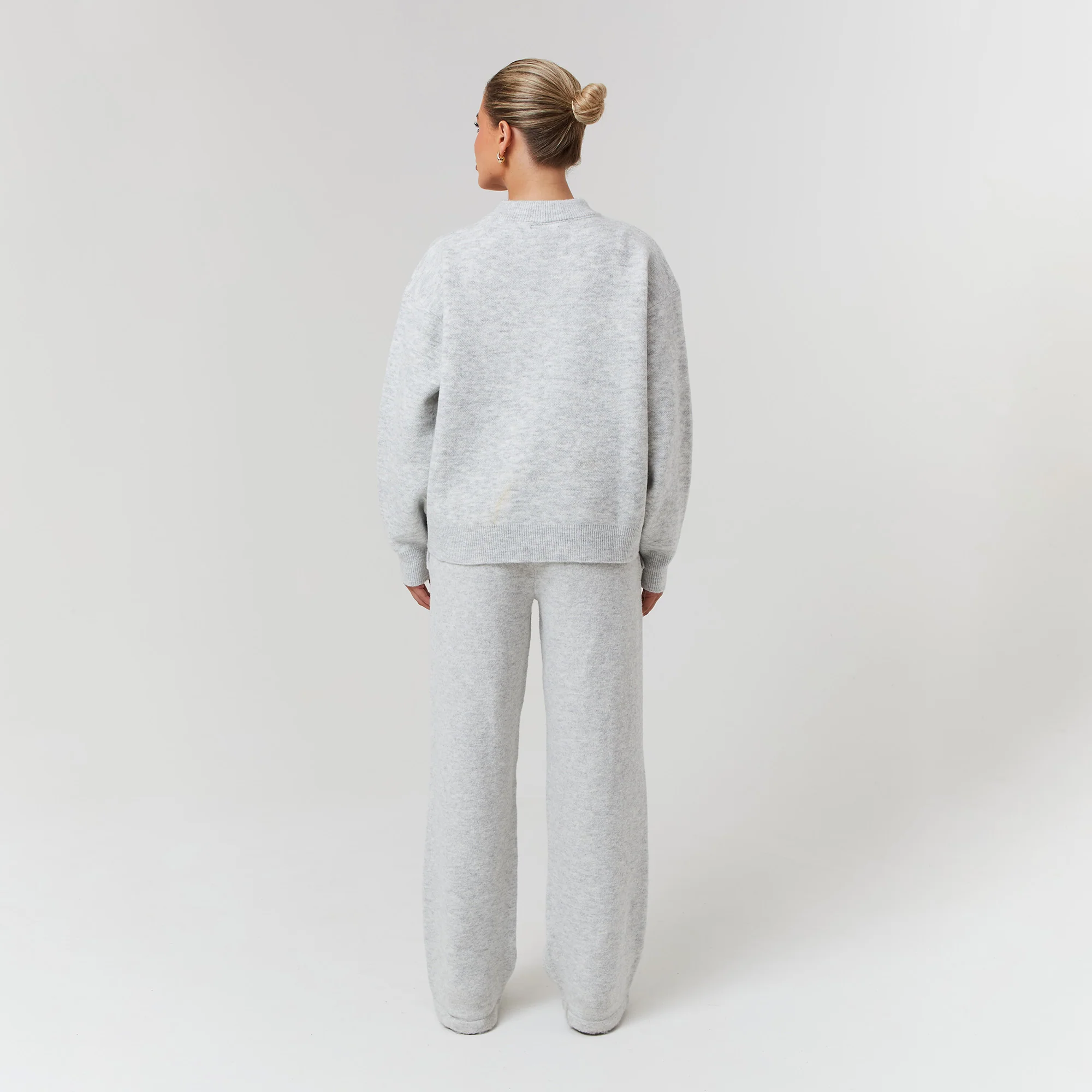 Knit Open Hem Jogger | Light Grey Marl - Image 6
