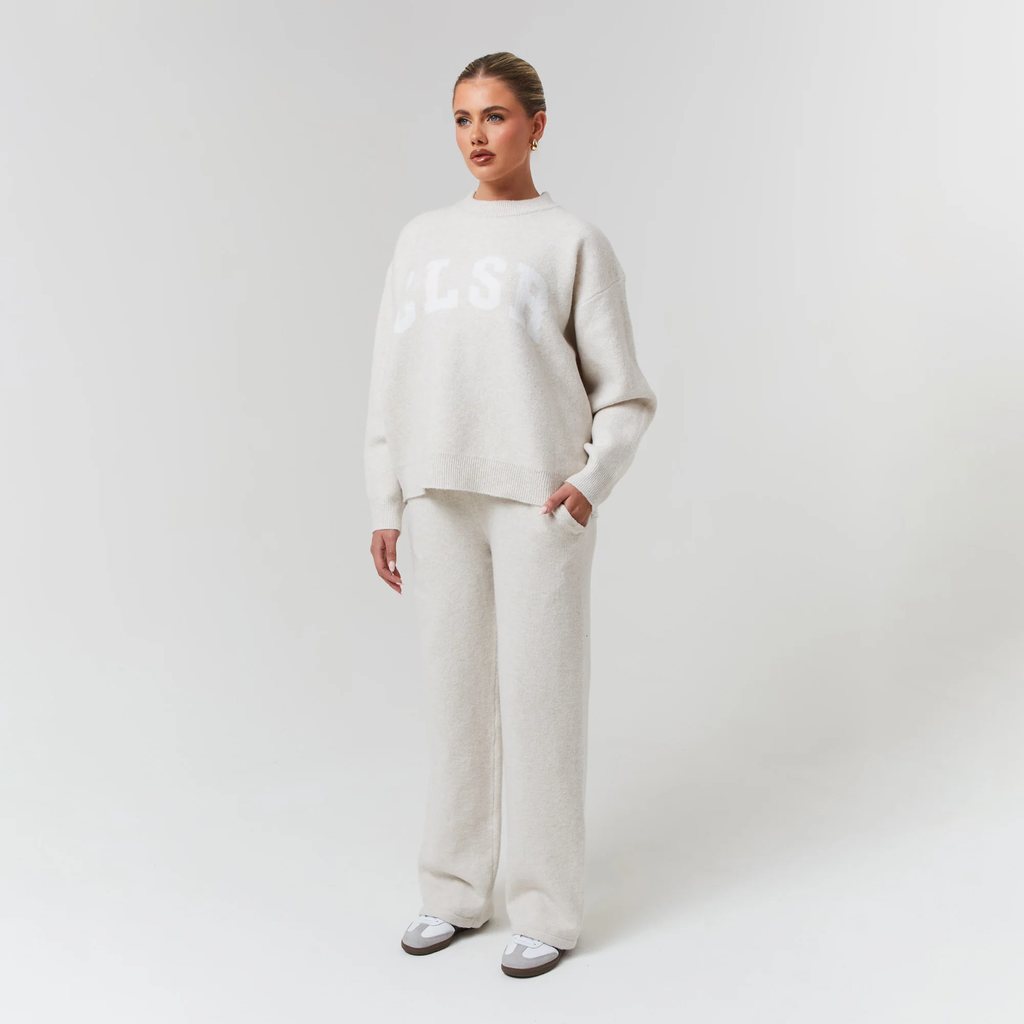 Knit Open Hem Jogger | Oatmeal - Image 4