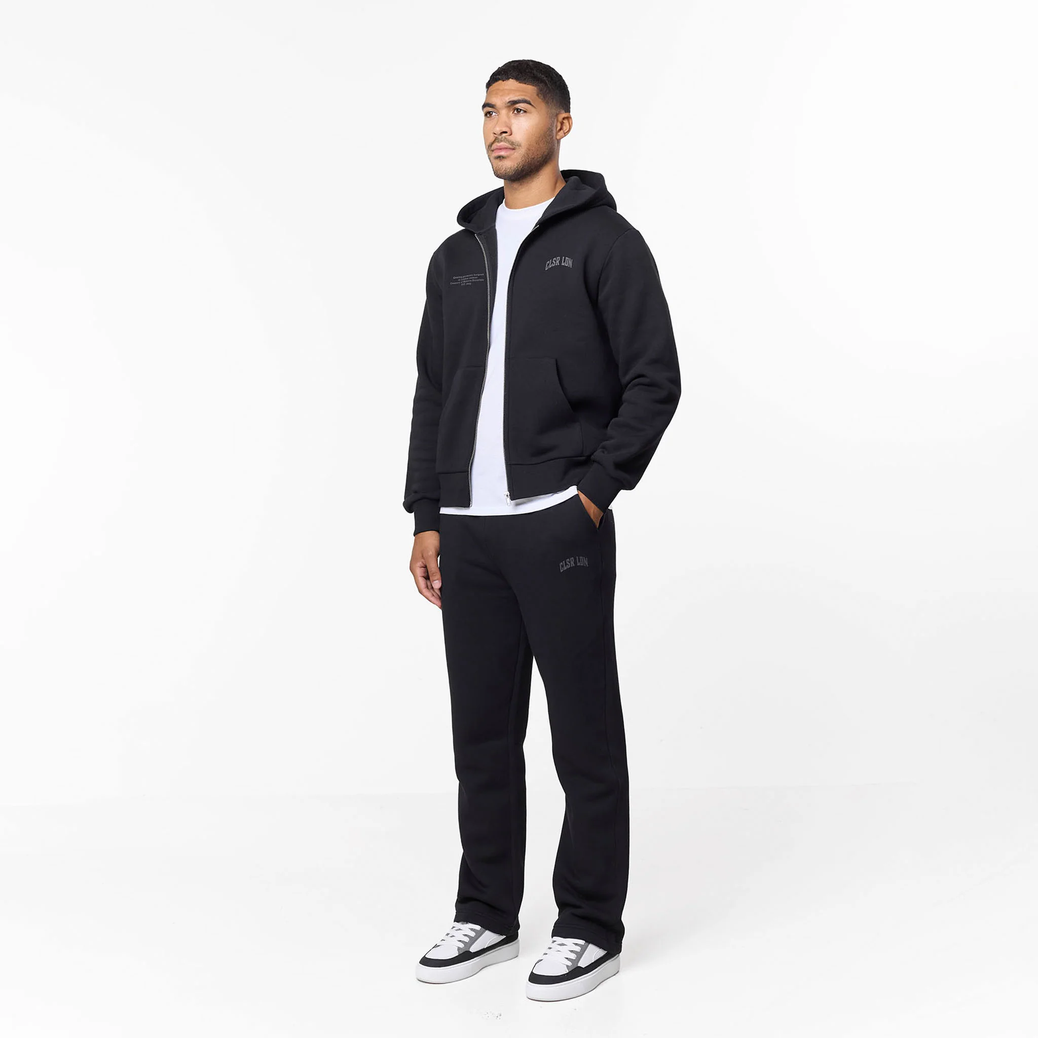 Layered Varsity Open Hem Pant | Off Black - Image 2