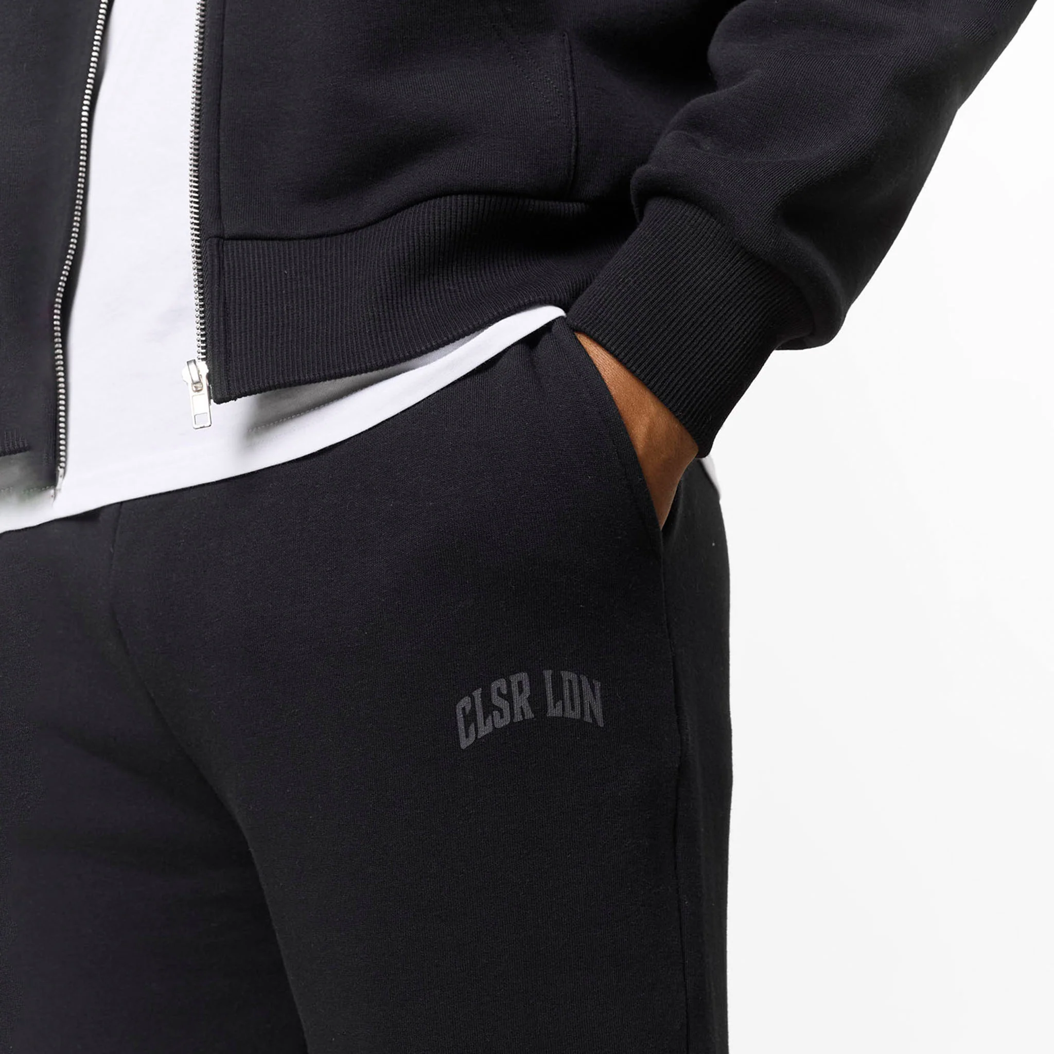Layered Varsity Open Hem Pant | Off Black - Image 7