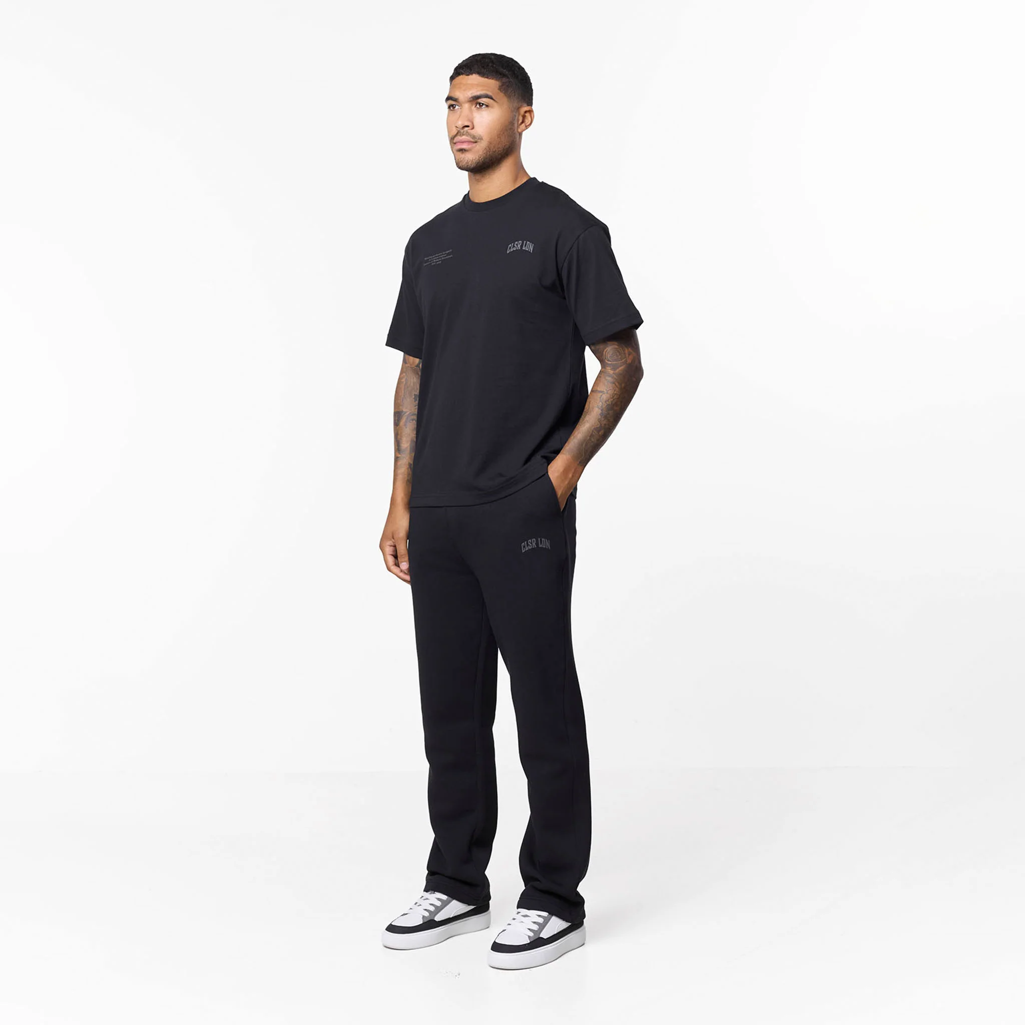 Layered Varsity Open Hem Pant | Off Black - Image 8