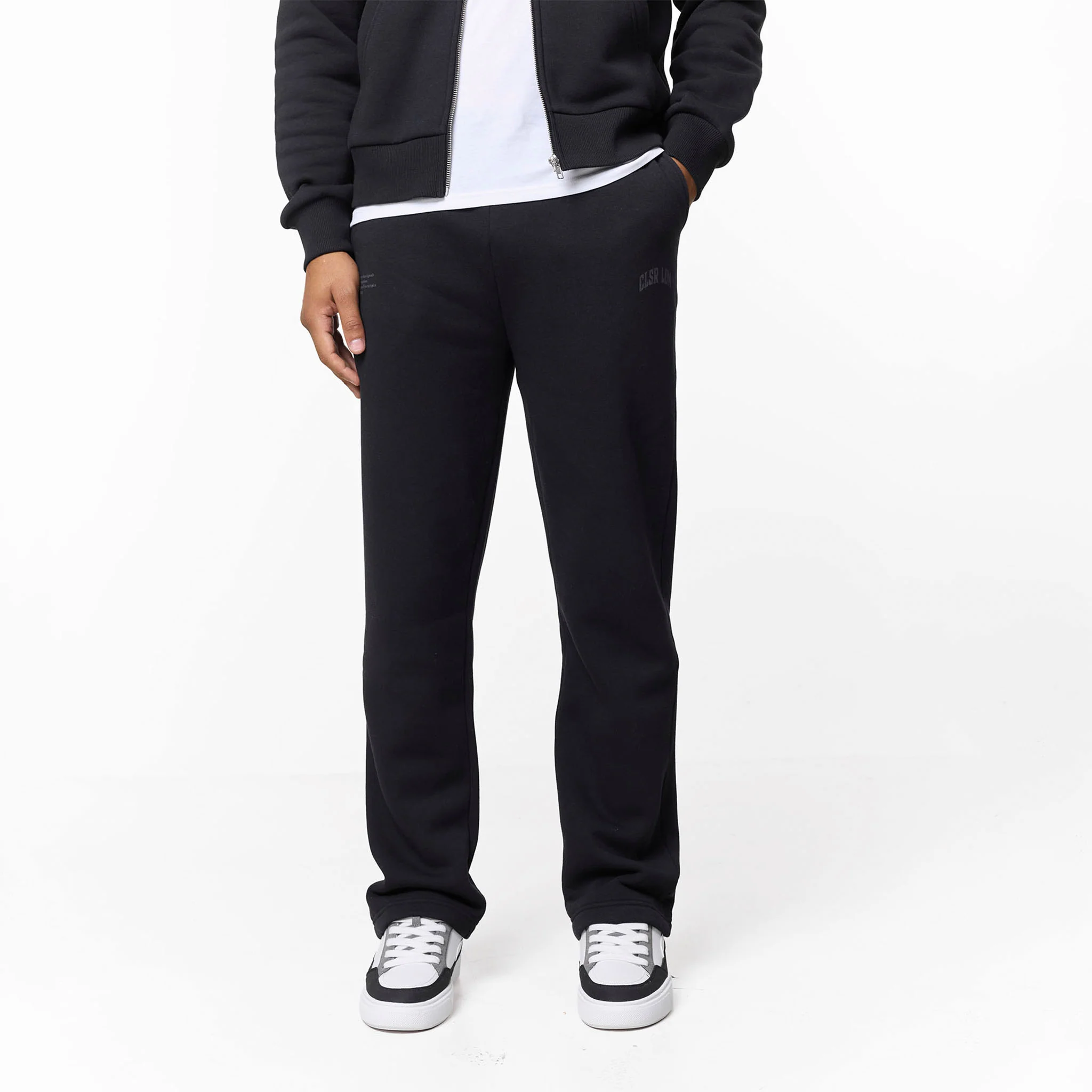 Layered Varsity Open Hem Pant | Off Black - Image 9
