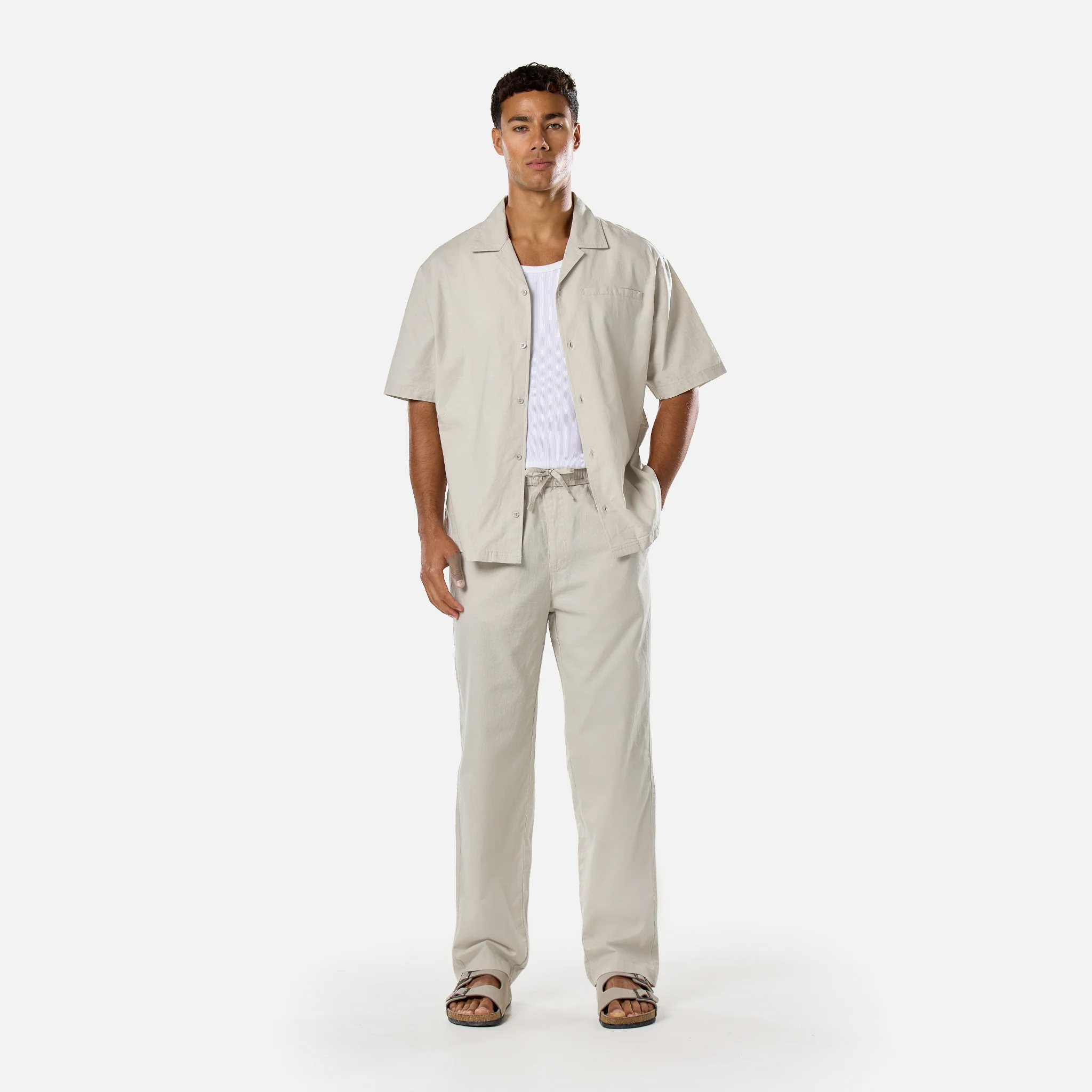 Linen Blend Pant | Stone - Image 3