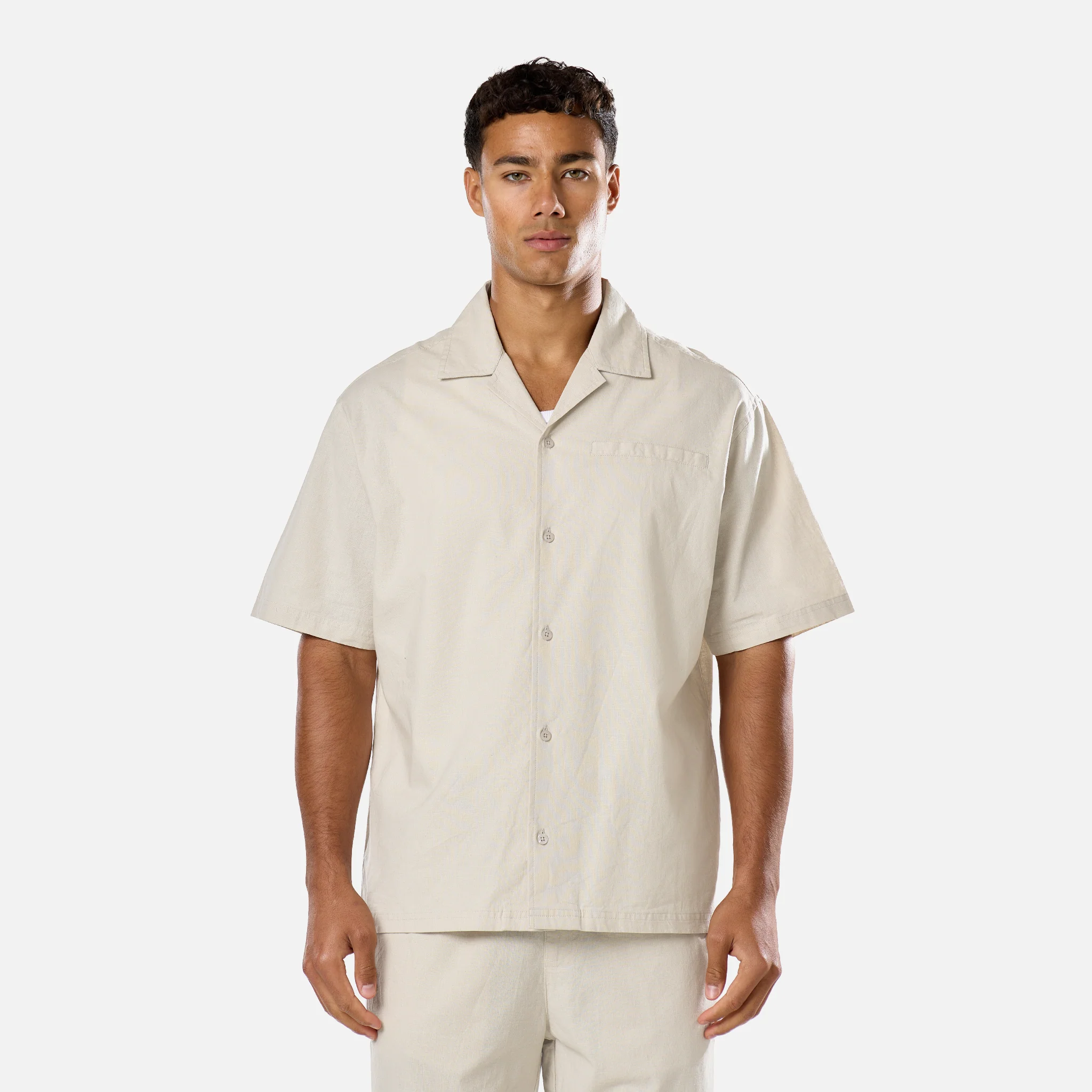 Linen Blend Shirt | Stone - Image 3