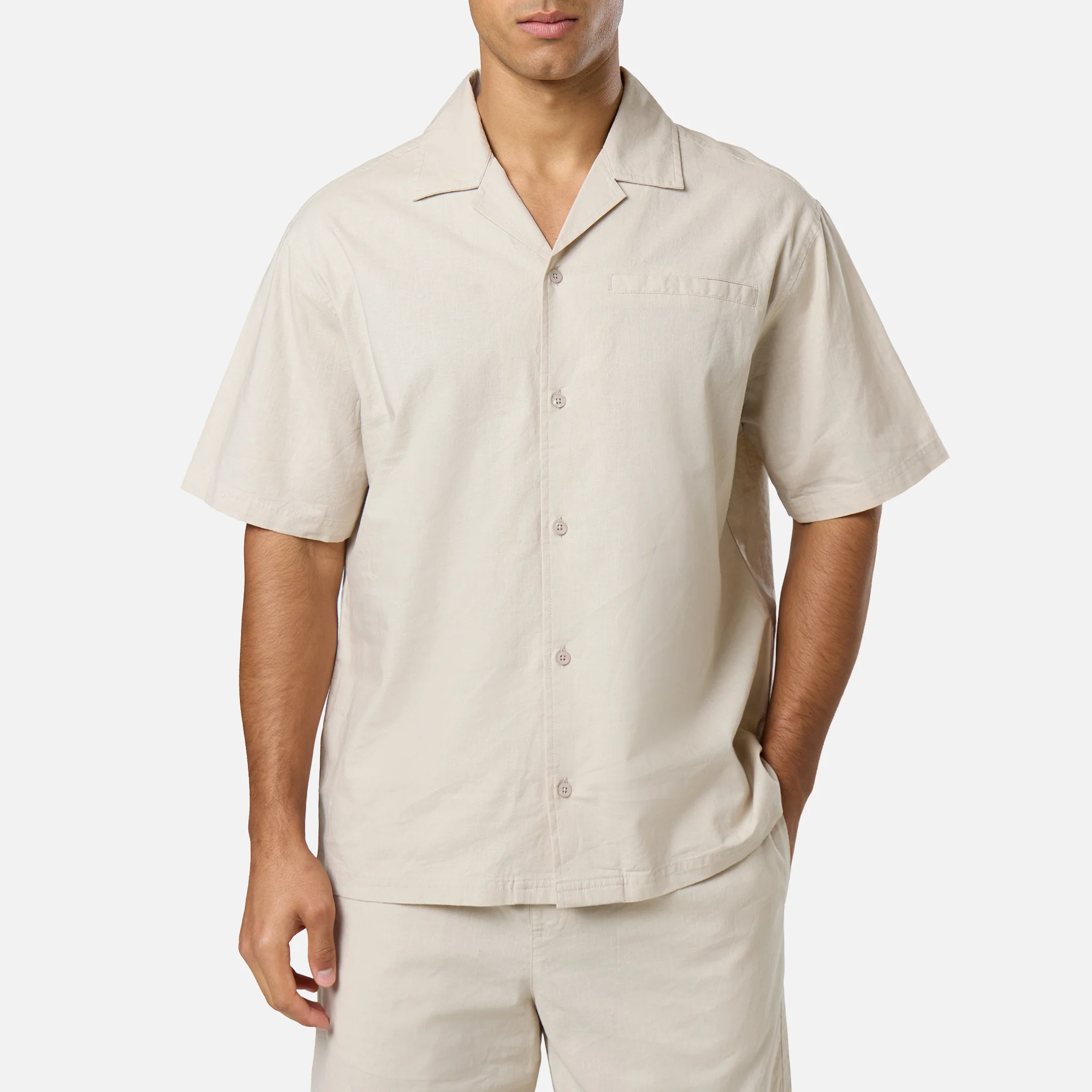 Linen Blend Shirt | Stone - Image 4