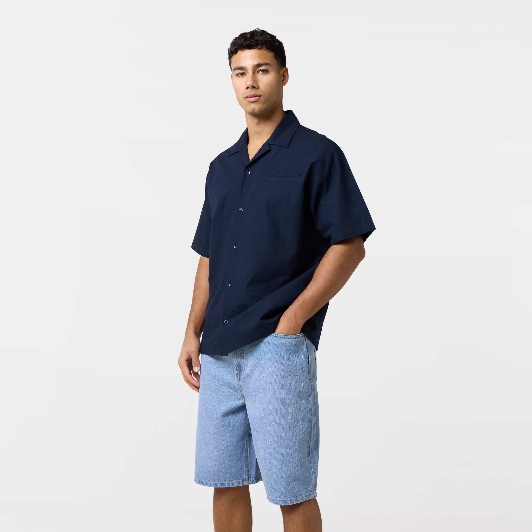 Linen Blend Shirt | Navy - Image 3