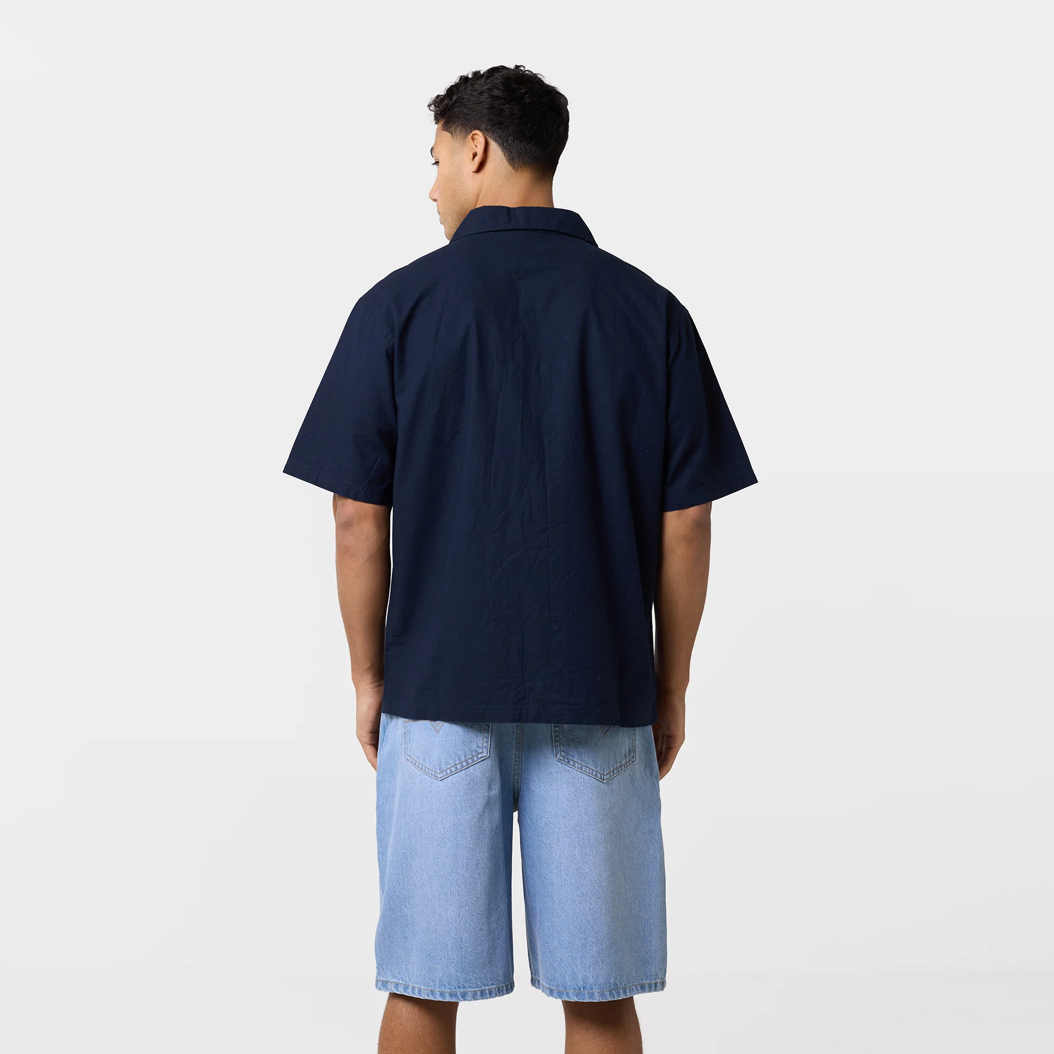Linen Blend Shirt | Navy - Image 6