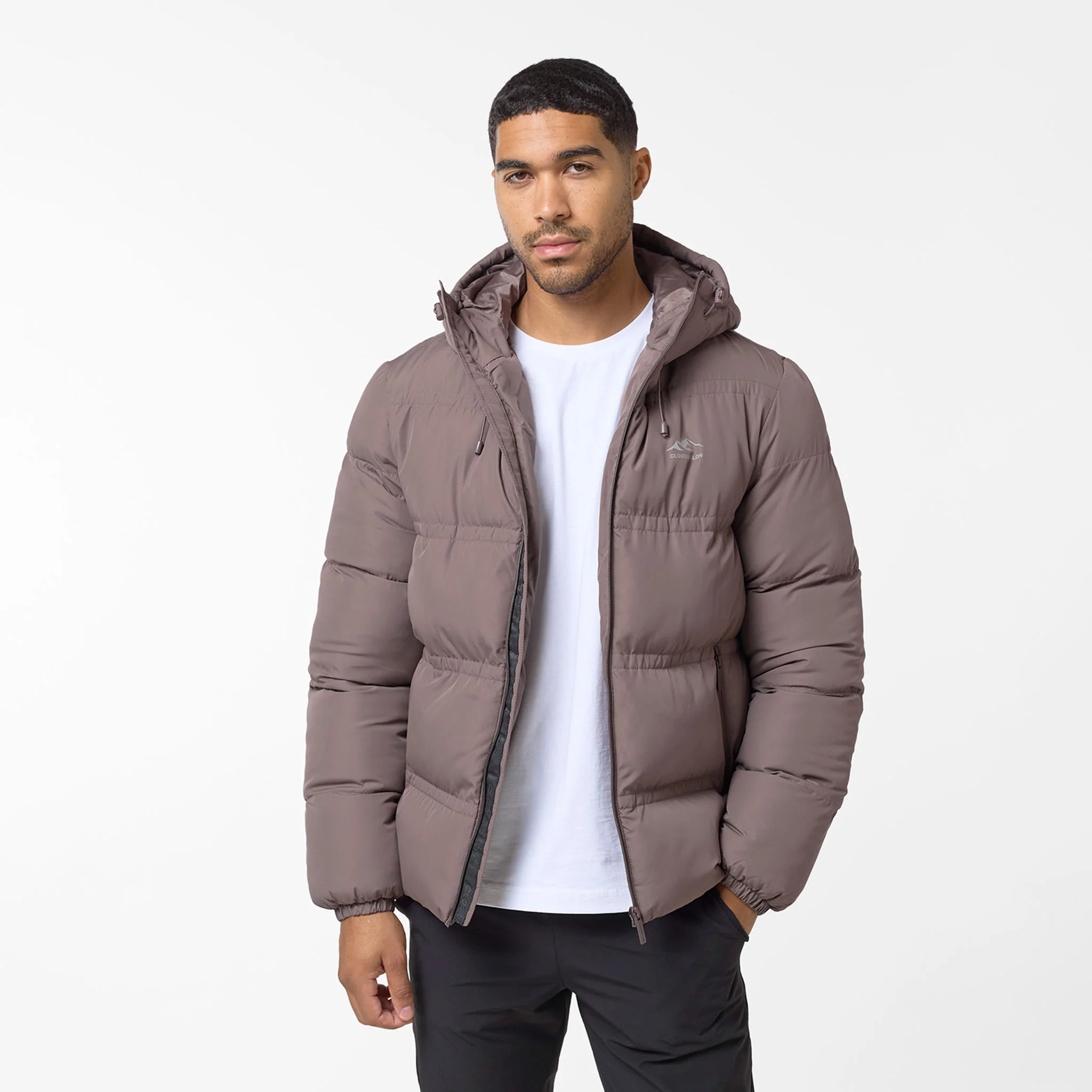 Logo Racer Puffer Jacket | Brown - Image 2