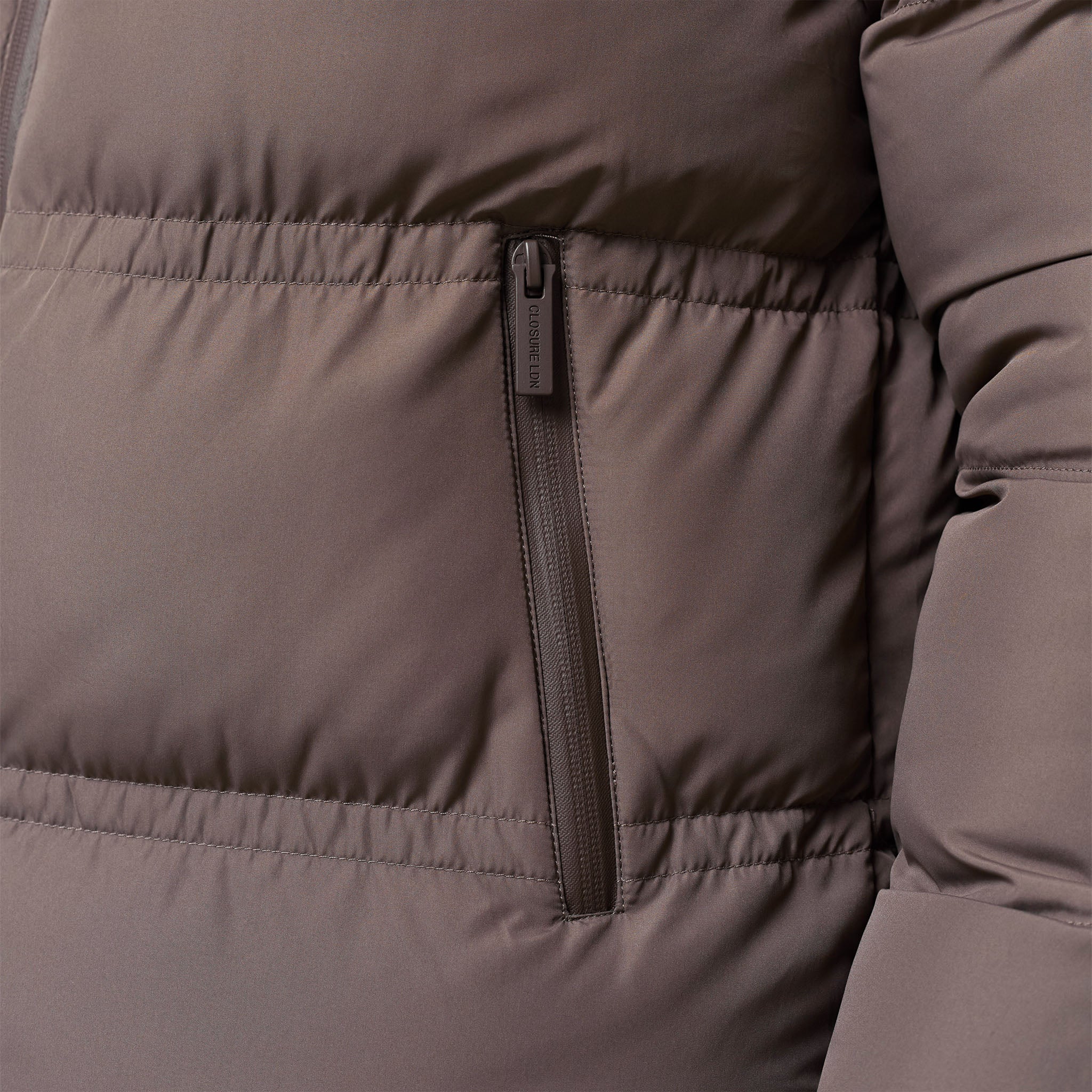 Logo Racer Puffer Jacket | Brown - Image 5