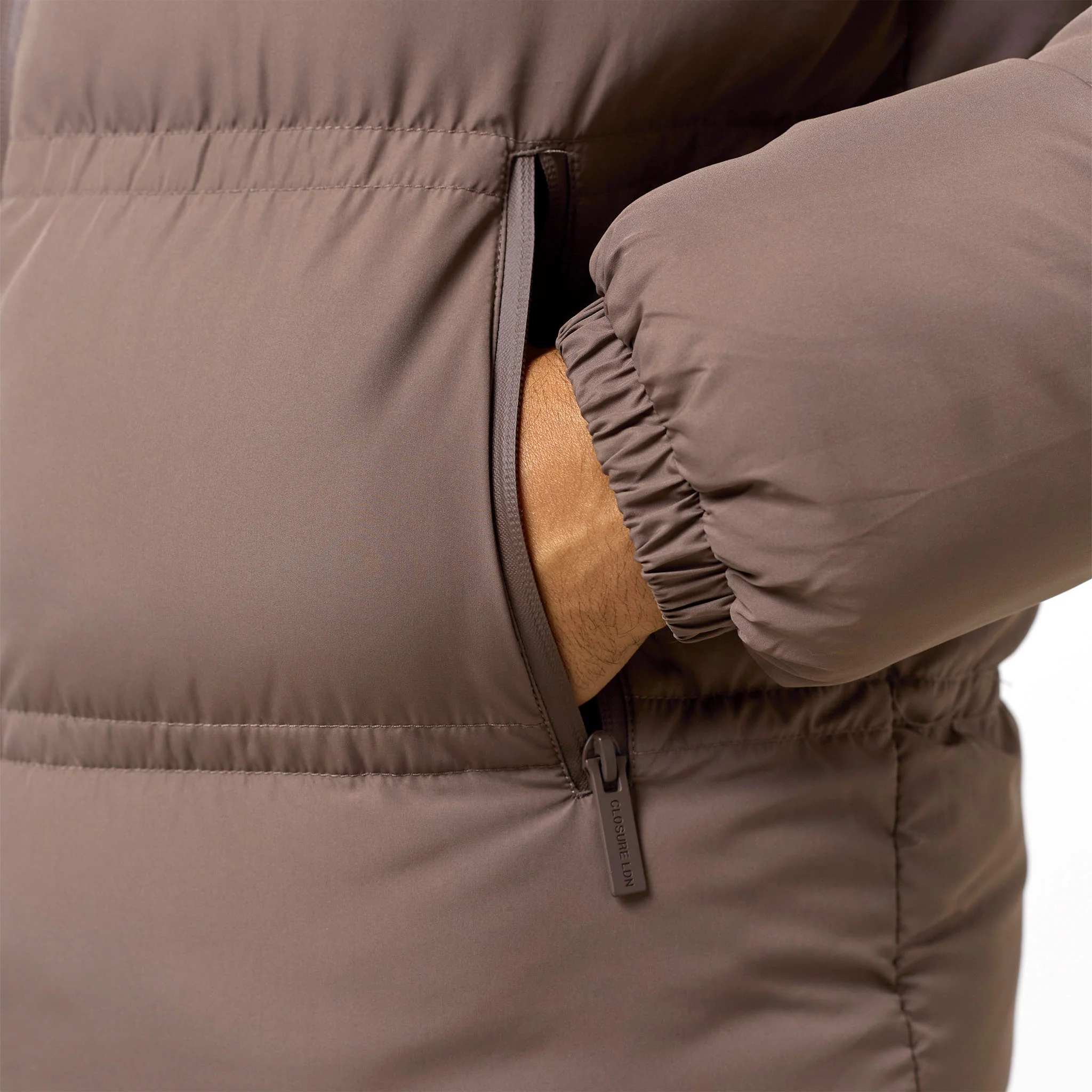 Logo Racer Puffer Jacket | Brown - Image 6