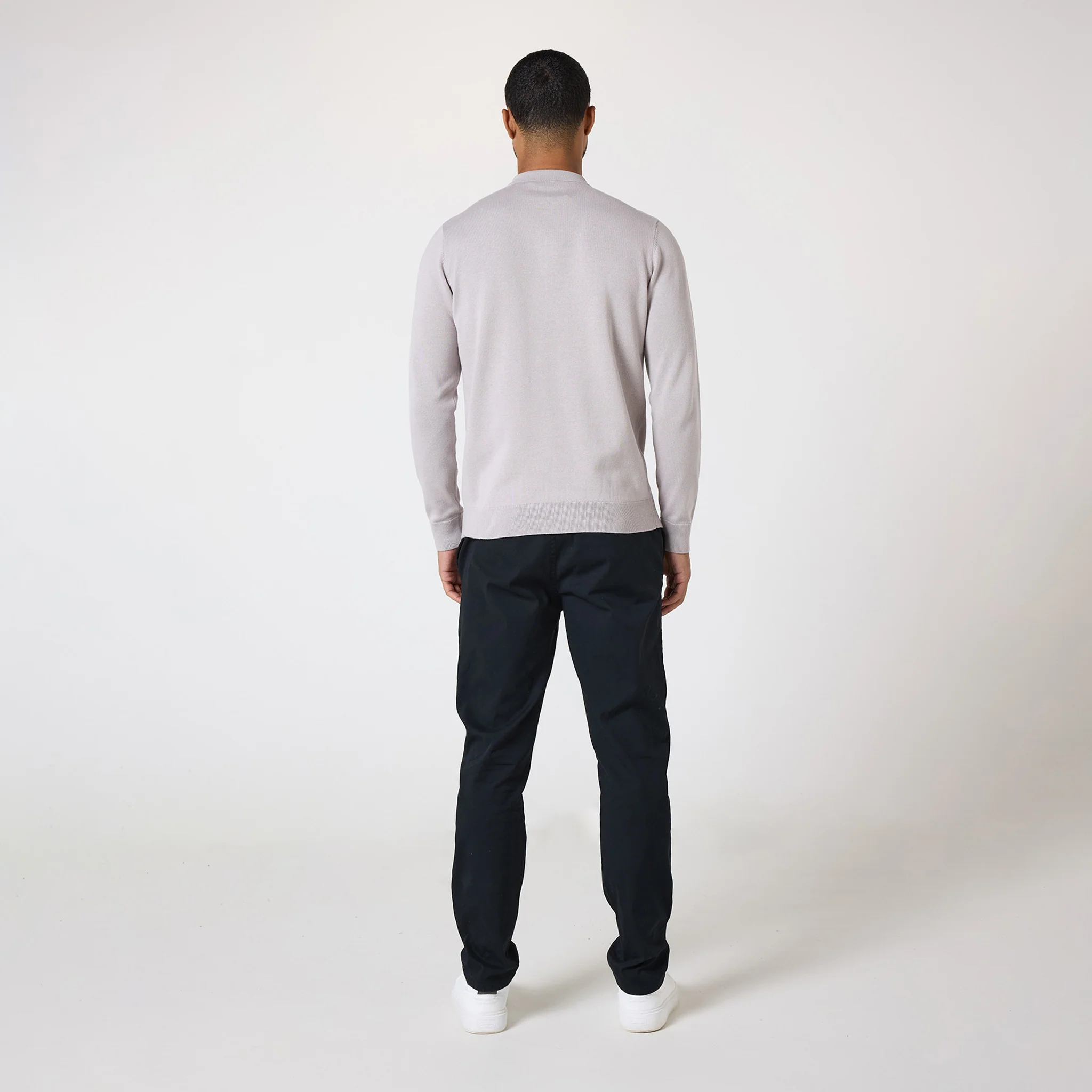 Long Sleeve Knitted Polo | Sand - Image 6