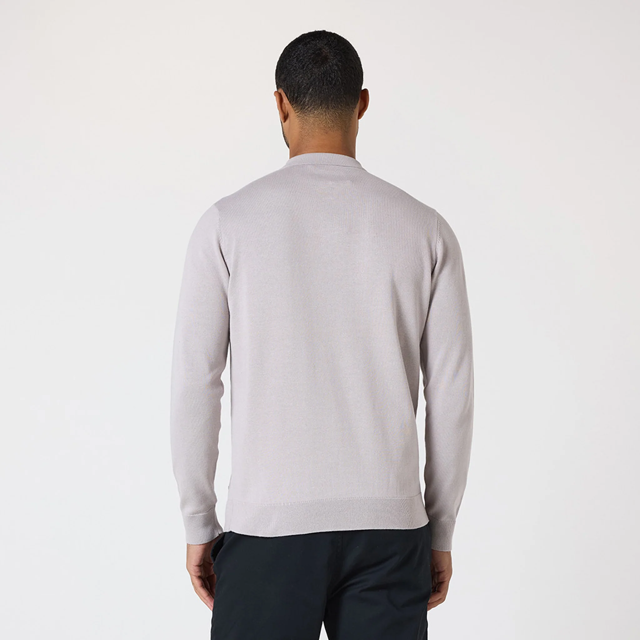 Long Sleeve Knitted Polo | Sand - Image 8