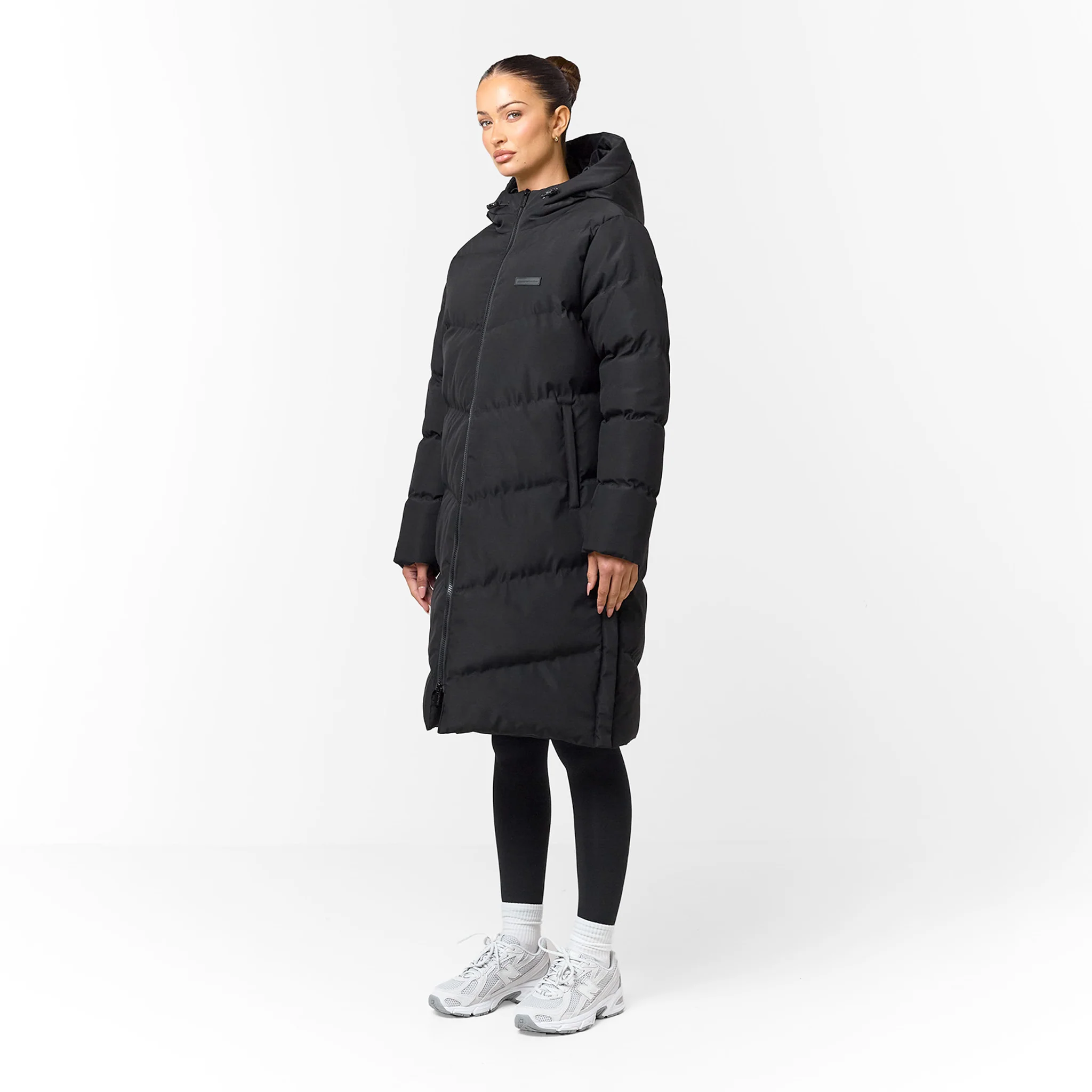 Longline Split Hem Puffer | Black - Image 11