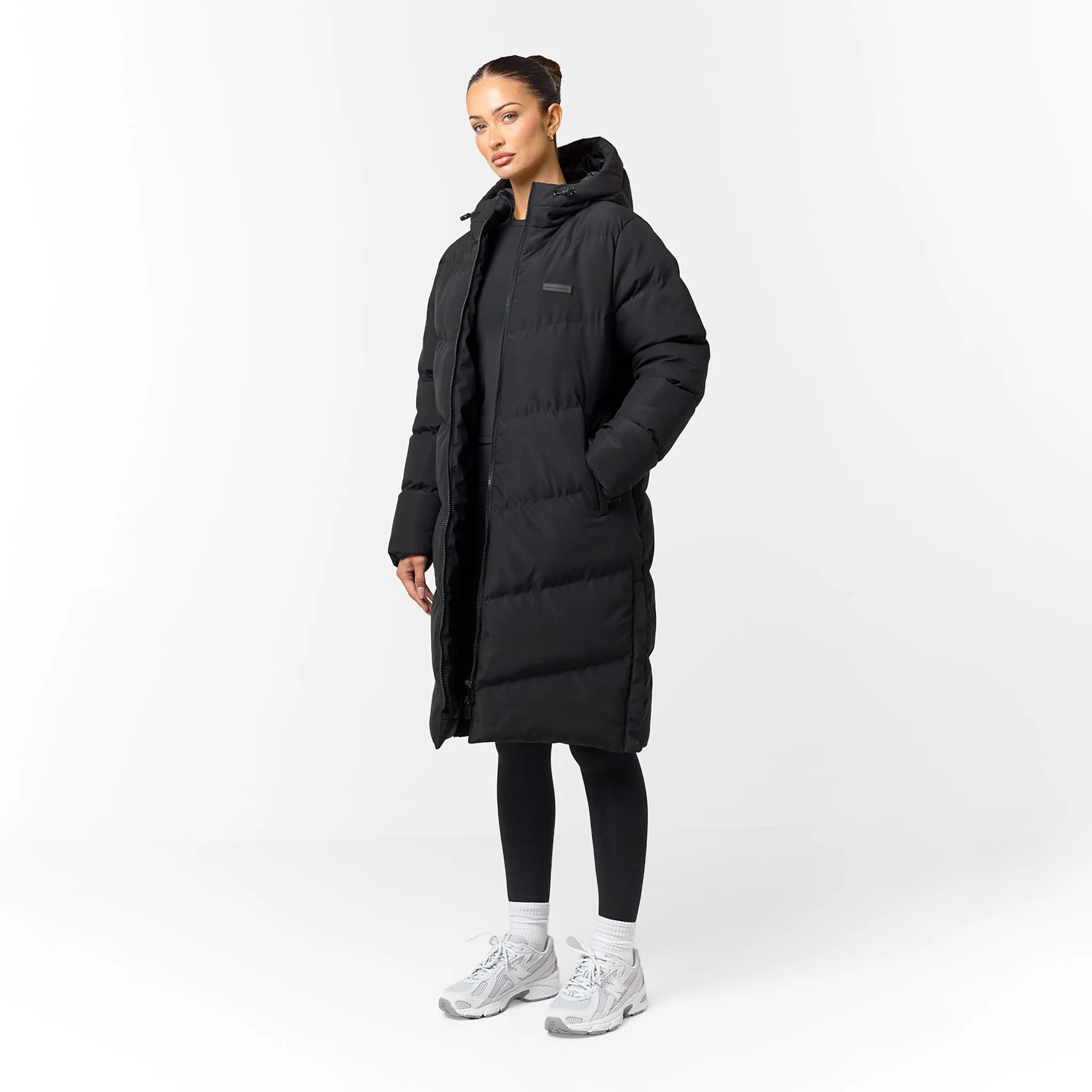 Longline Split Hem Puffer | Black - Image 2