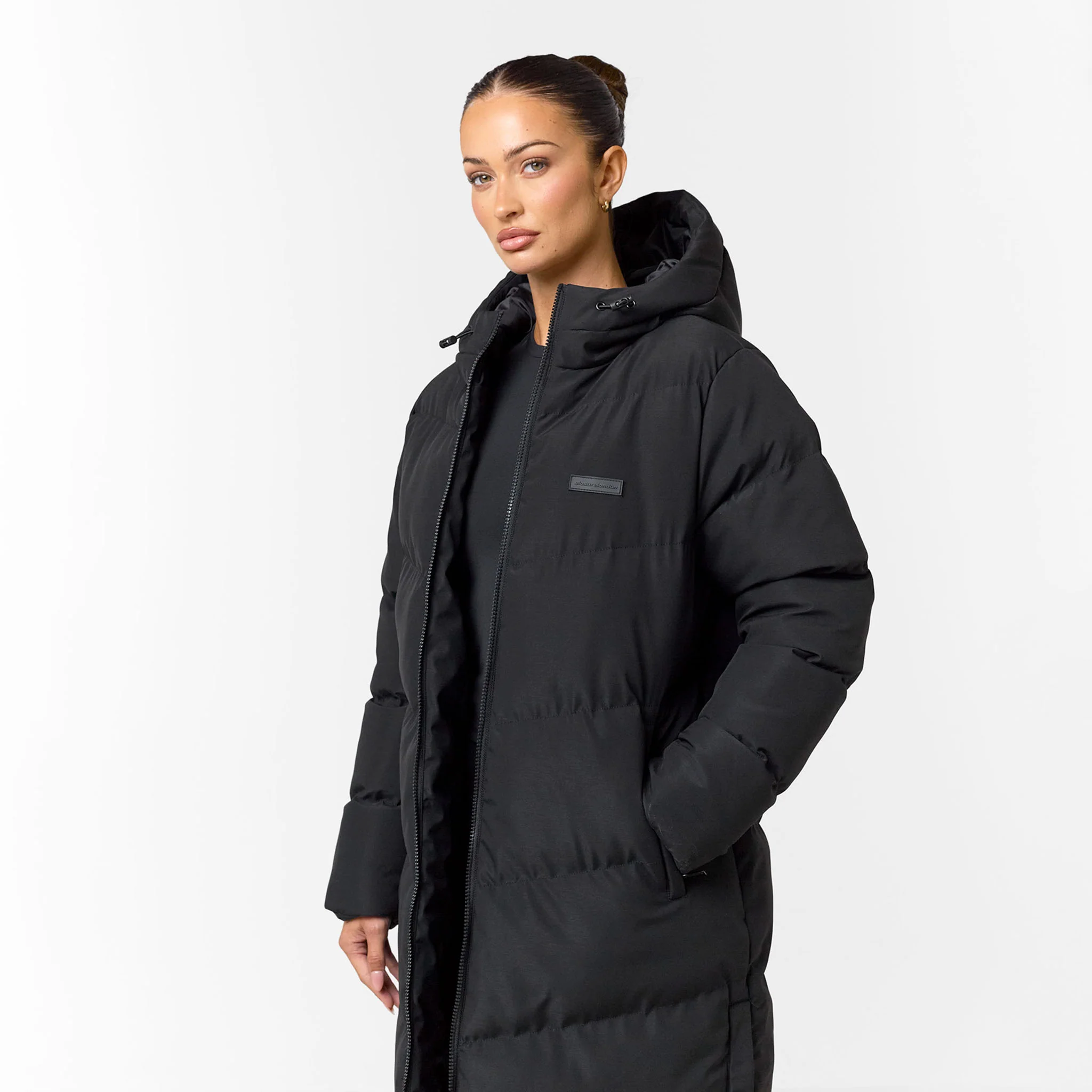 Longline Split Hem Puffer | Black - Image 3