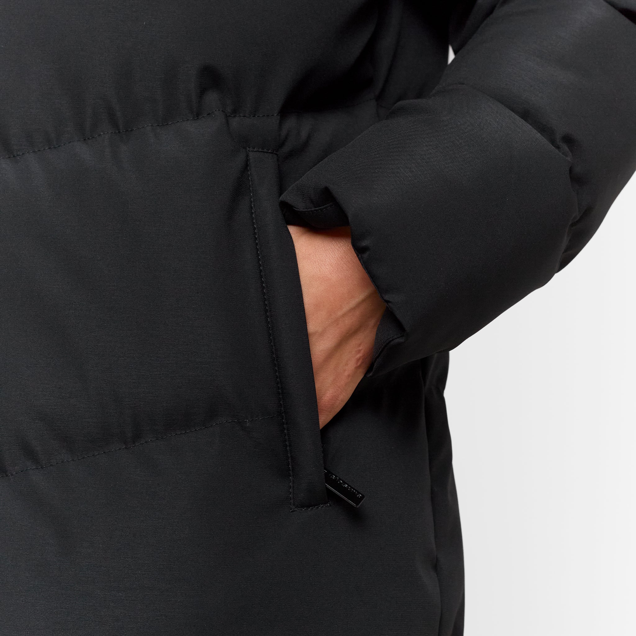 Longline Split Hem Puffer | Black - Image 5