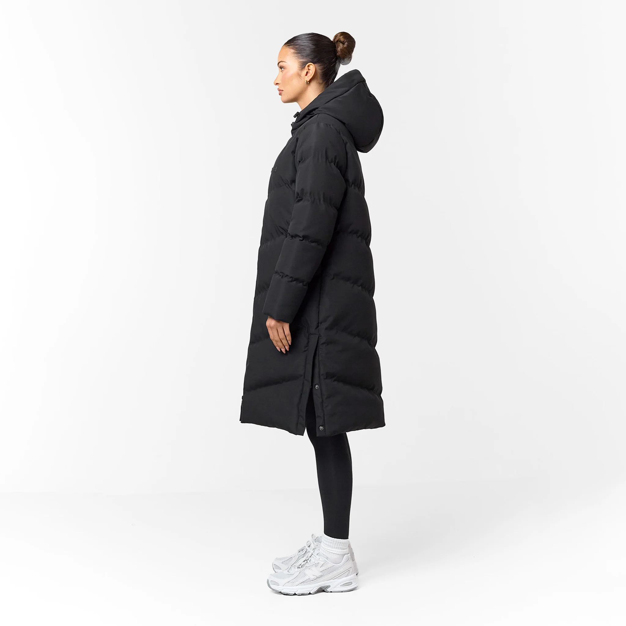 Longline Split Hem Puffer | Black - Image 7