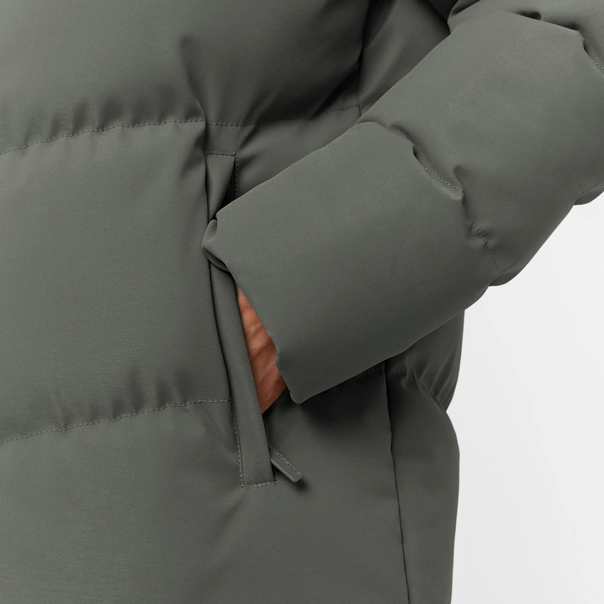 Longline Split Hem Puffer | Olive - Image 4