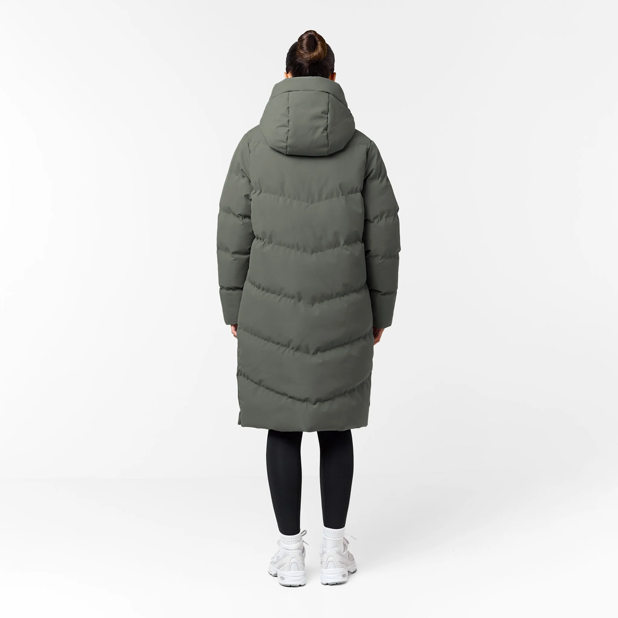 Longline Split Hem Puffer | Olive - Image 7