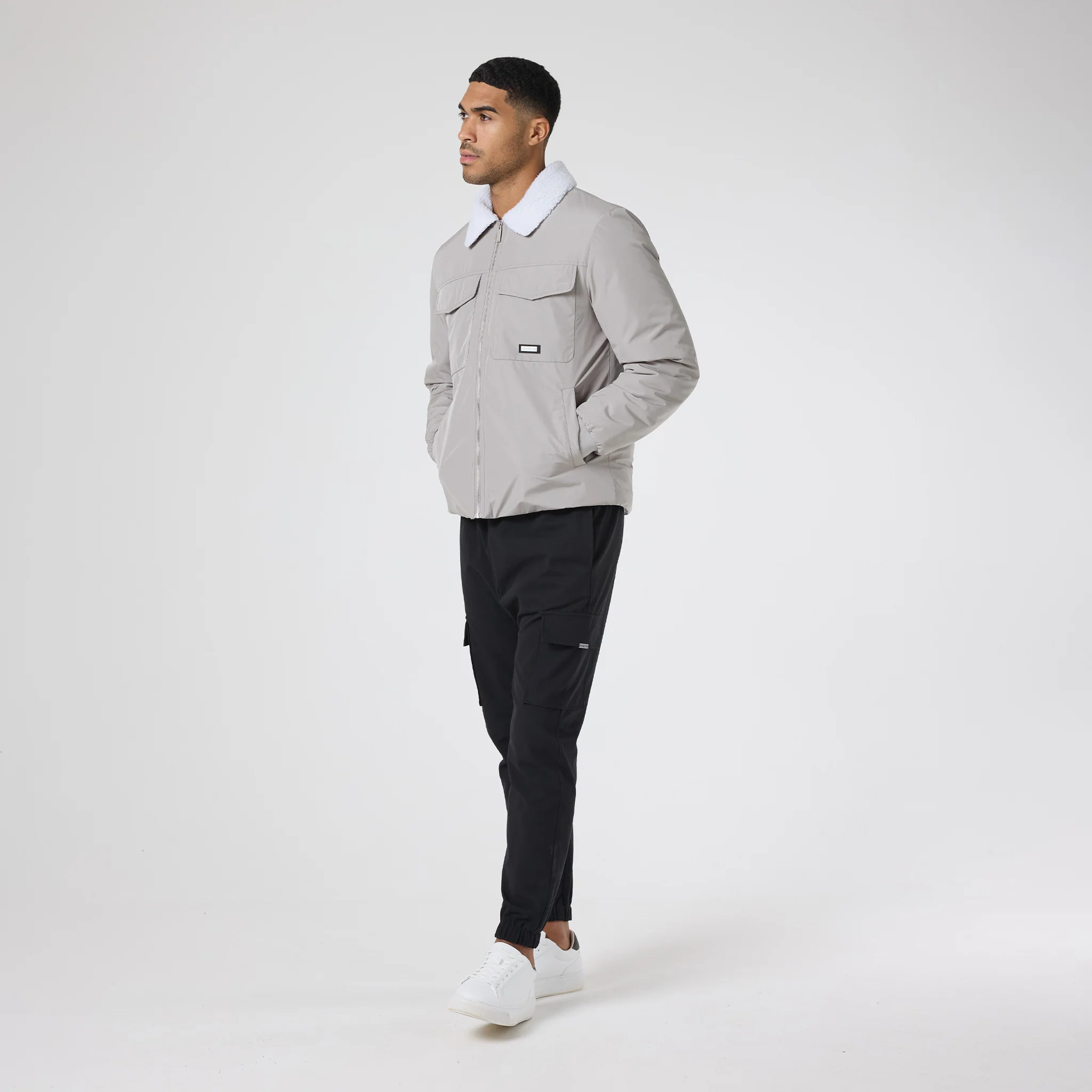 Padded Nylon Smart Jacket | Stone - Image 8