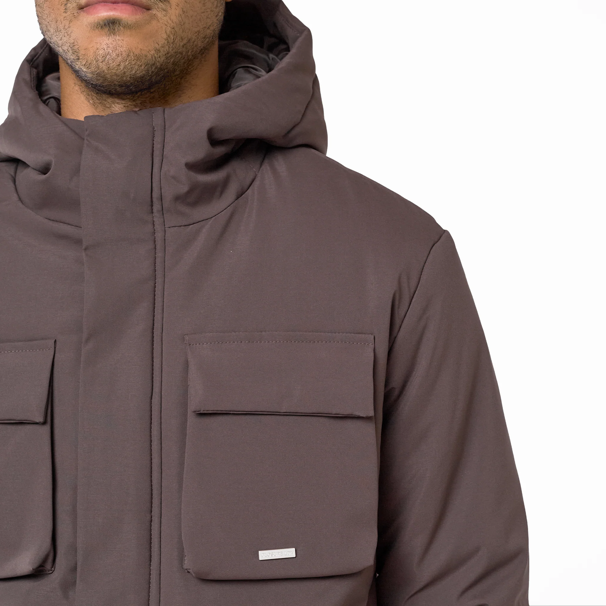 Padded Utility Shell Jacket | Brown - Image 4
