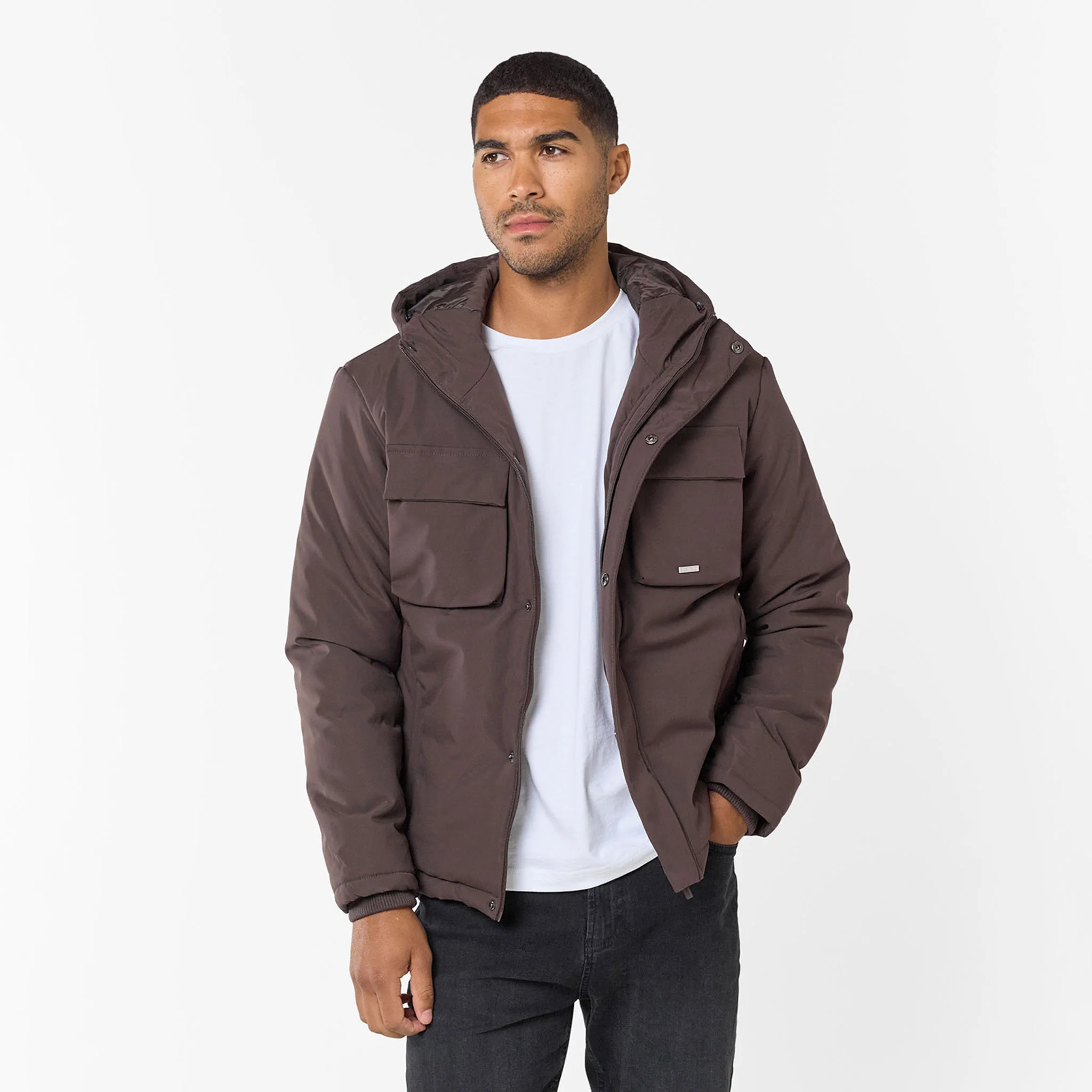 Padded Utility Shell Jacket | Brown - Image 5
