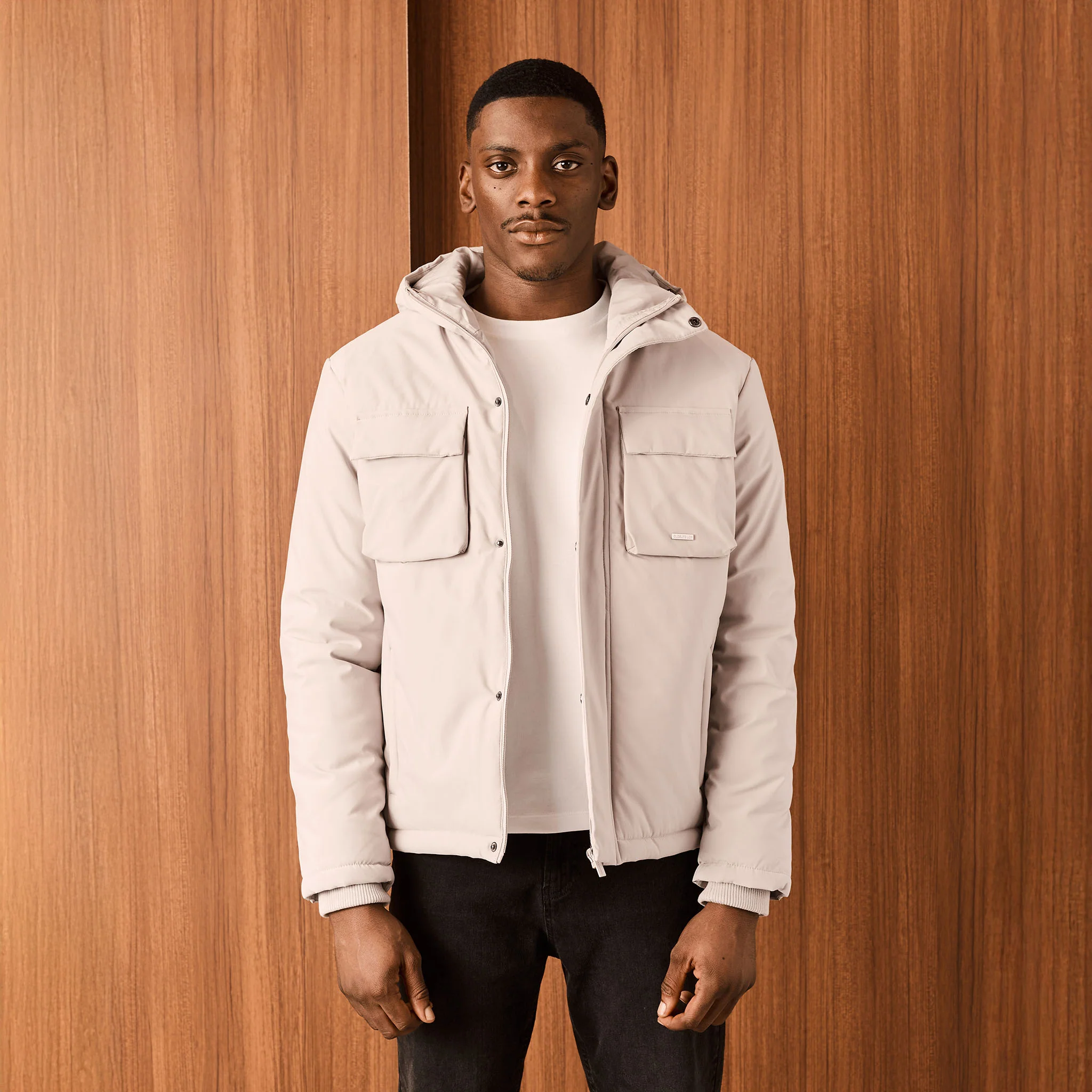 Padded Utility Shell Jacket | Stone - Image 2