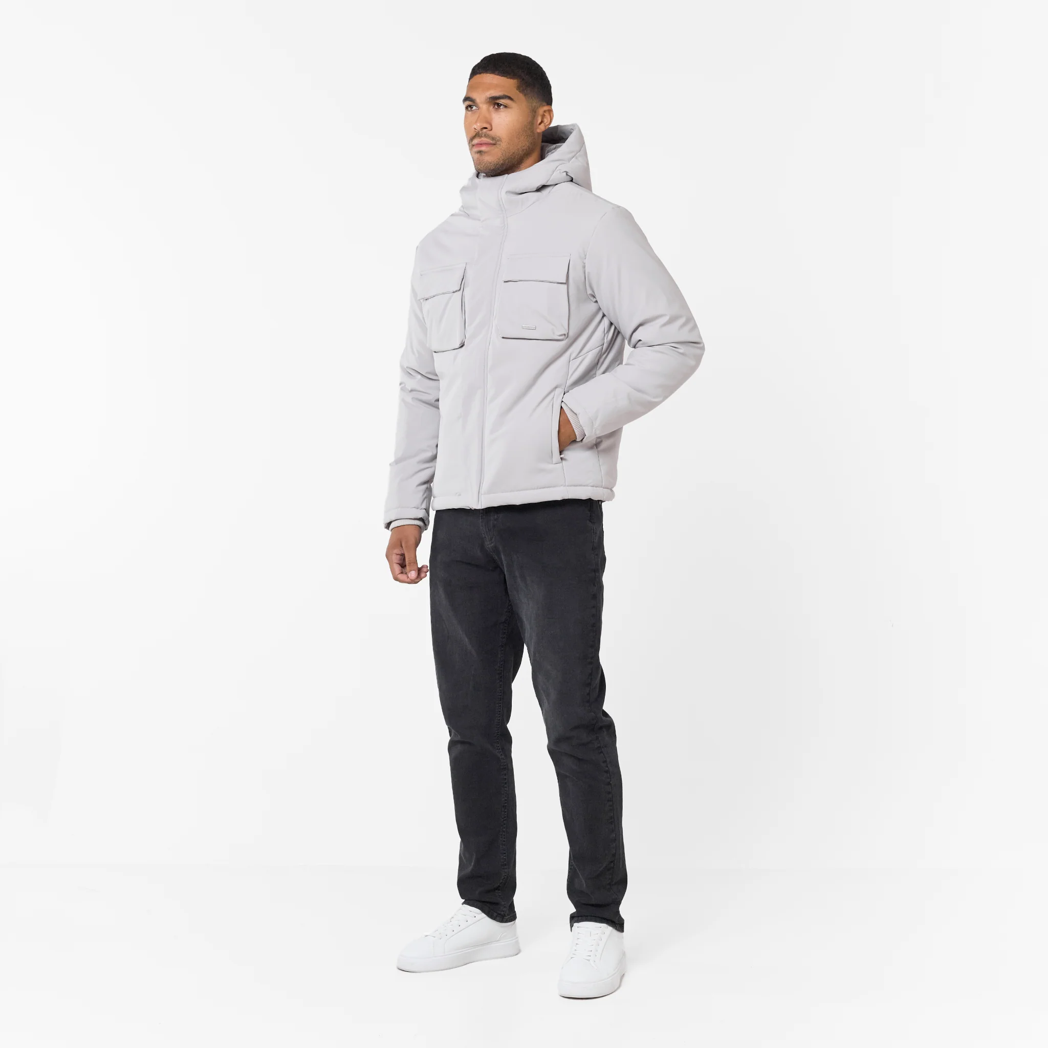 Padded Utility Shell Jacket | Stone - Image 3