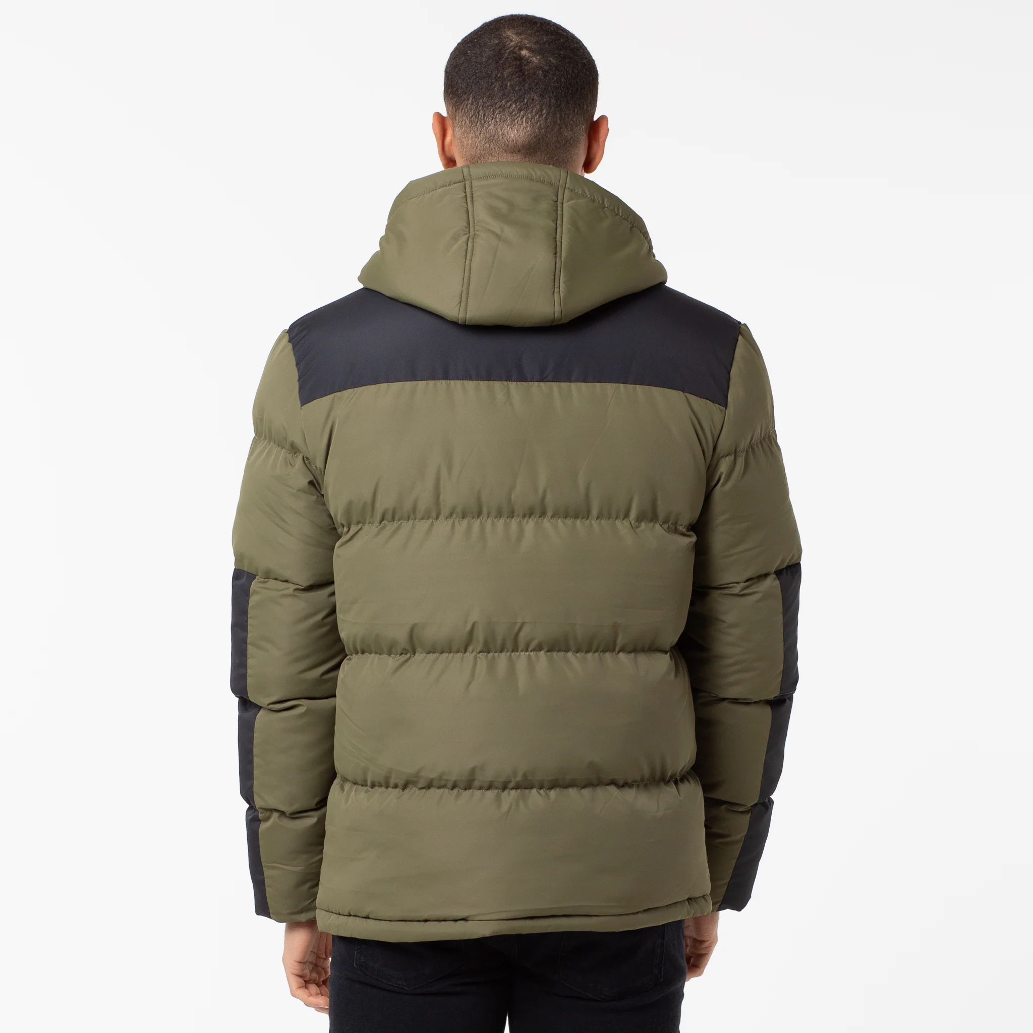 Panelled Contrast Puffer Parka | Khaki - Image 4