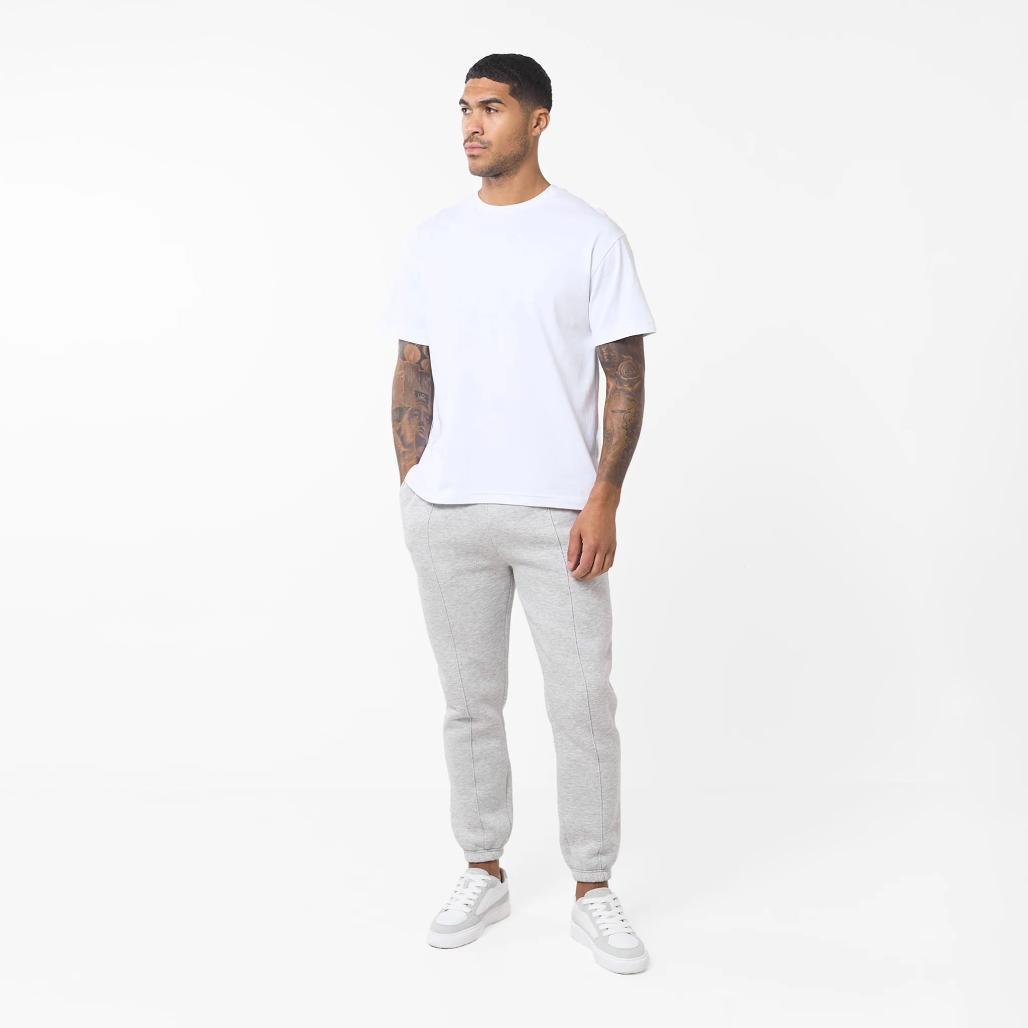 Pleated Cuffed Jogger | Grey Marl - Image 5