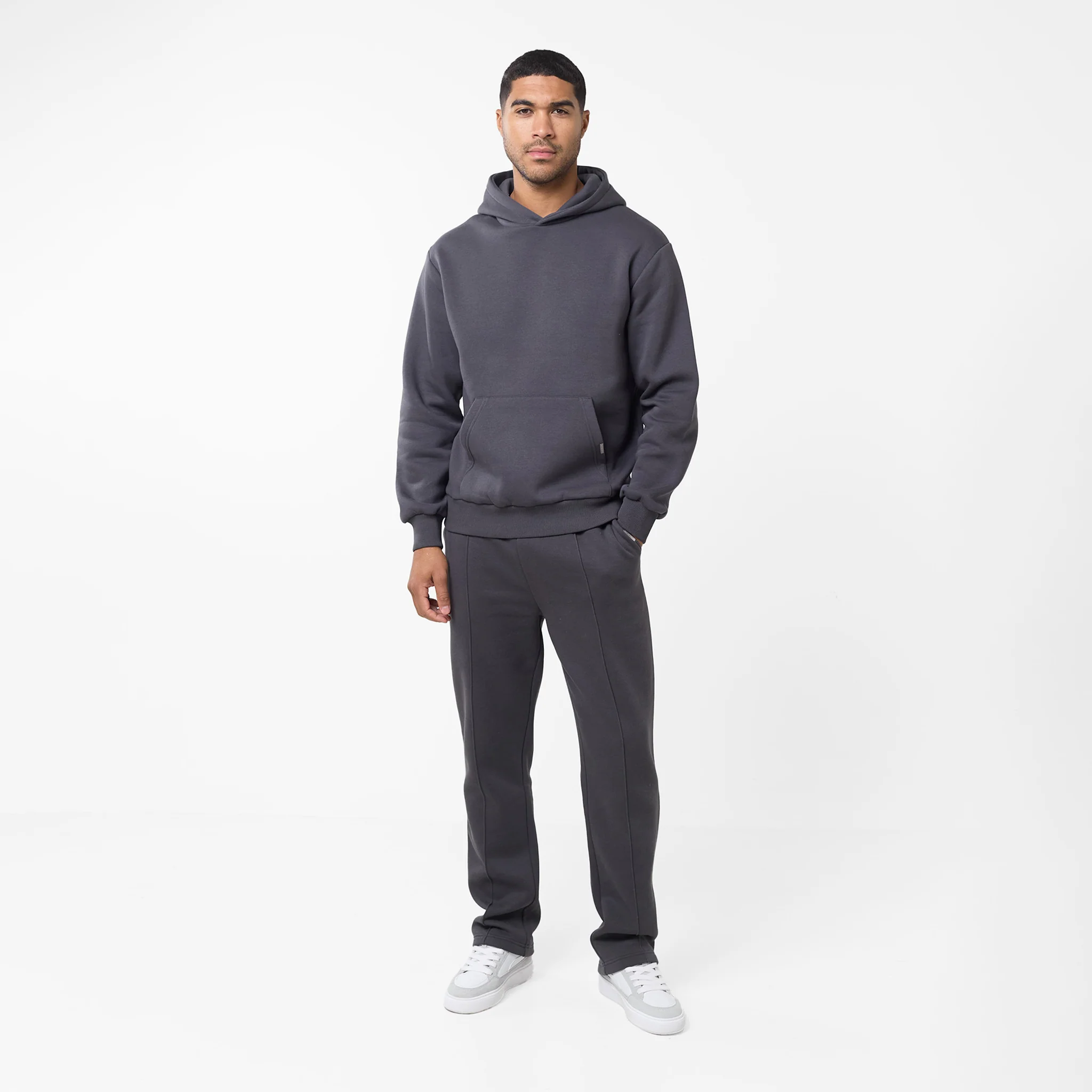 Pleated Open Hem Jogger | Dark Grey - Image 2