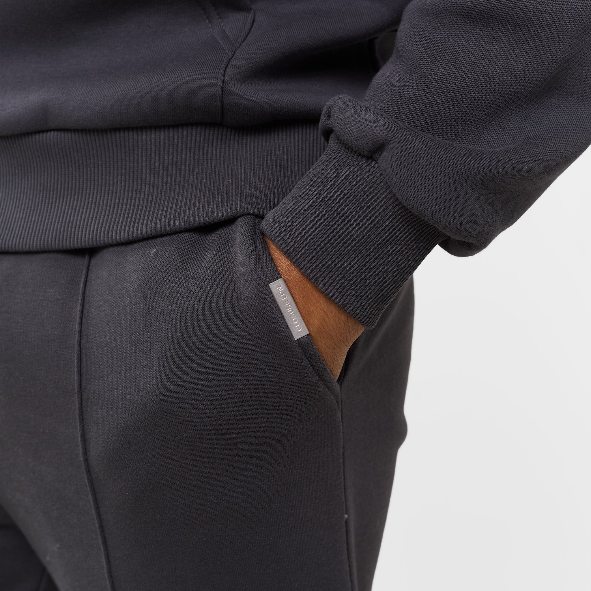 Pleated Open Hem Jogger | Dark Grey - Image 3