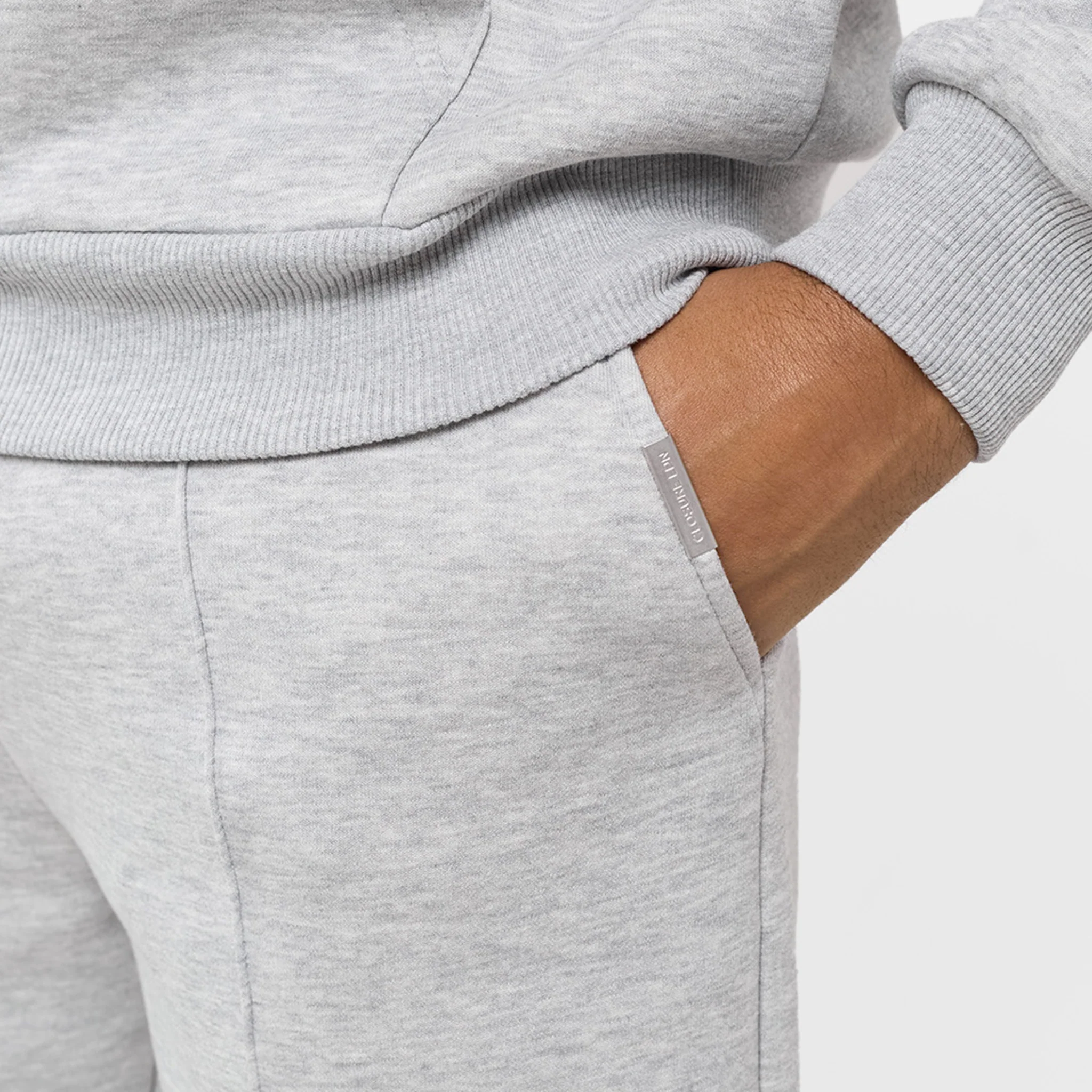 Pleated Open Hem Jogger | Grey Marl - Image 3