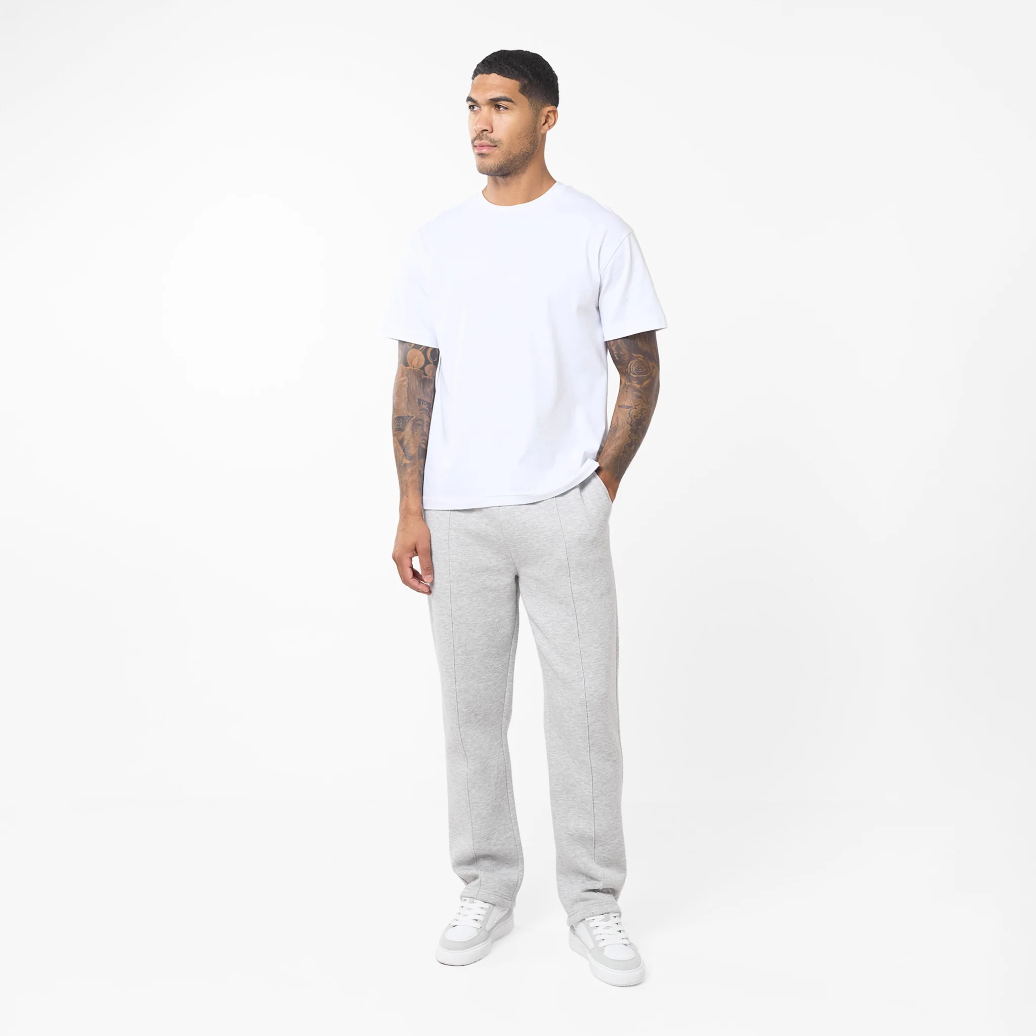 Pleated Open Hem Jogger | Grey Marl - Image 5