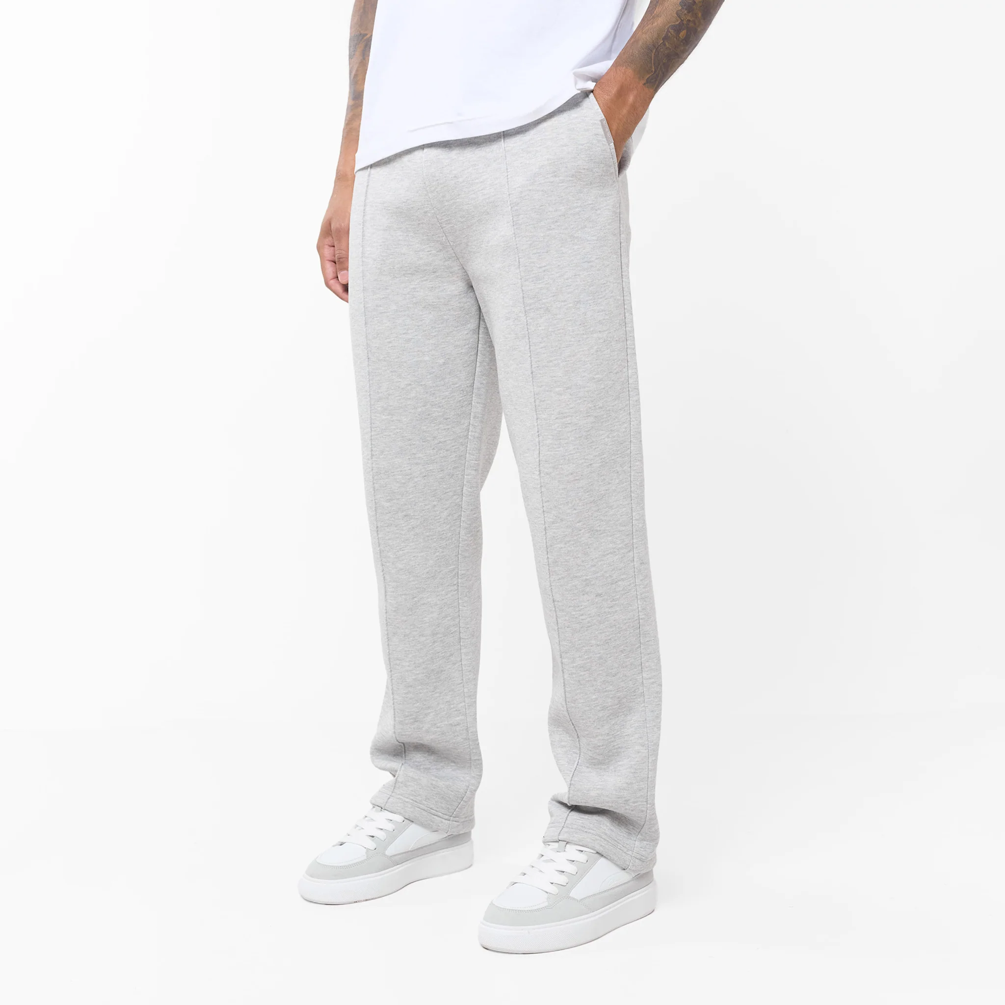 Pleated Open Hem Jogger | Grey Marl - Image 6