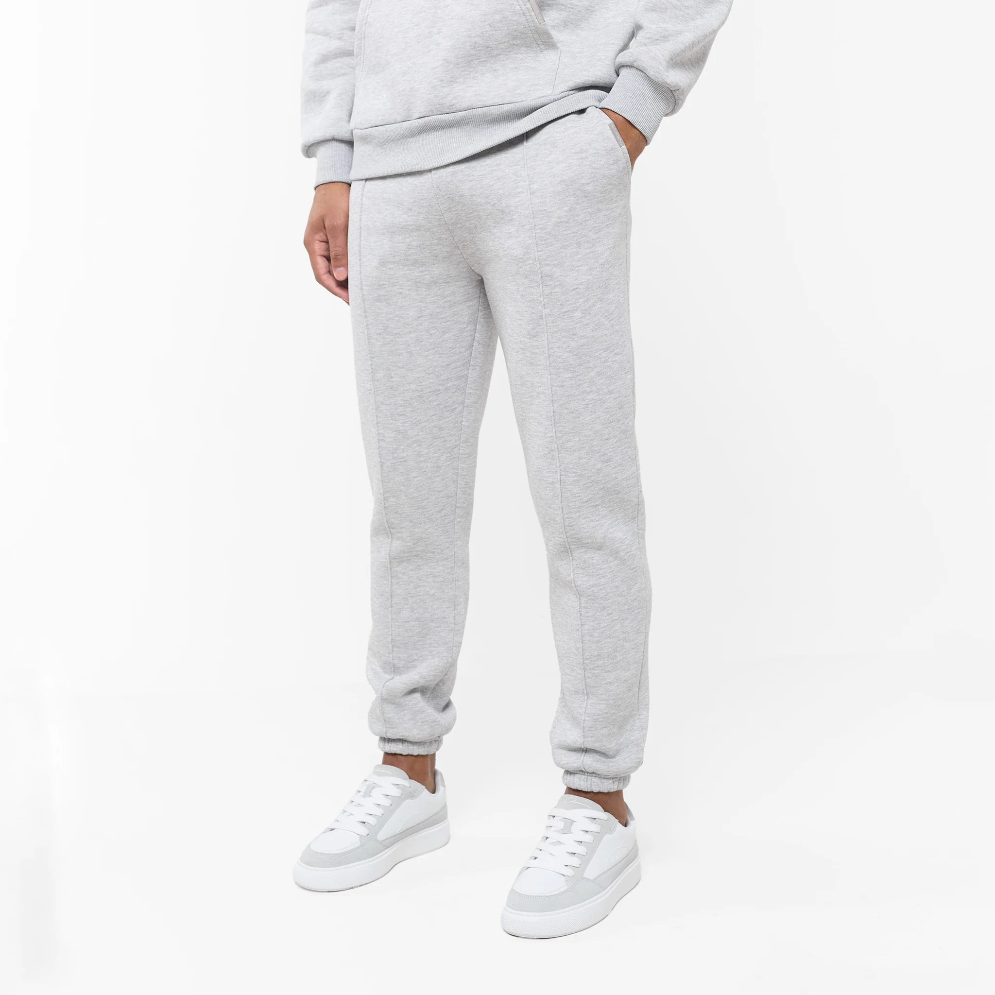 Pleated Cuffed Tracksuit | Grey Marl - Image 3
