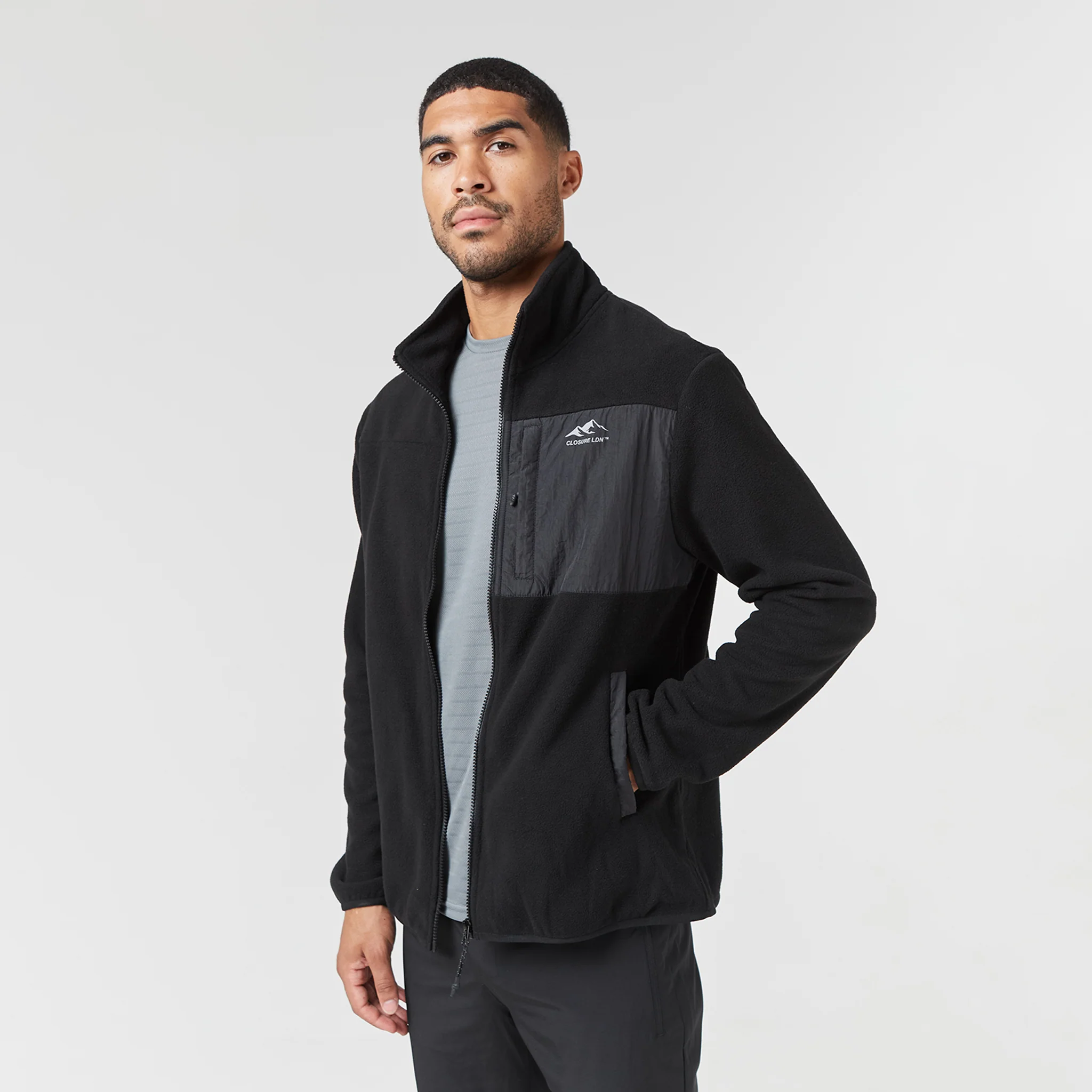 Polar Fleece Zip Through Jacket | Black - Image 8