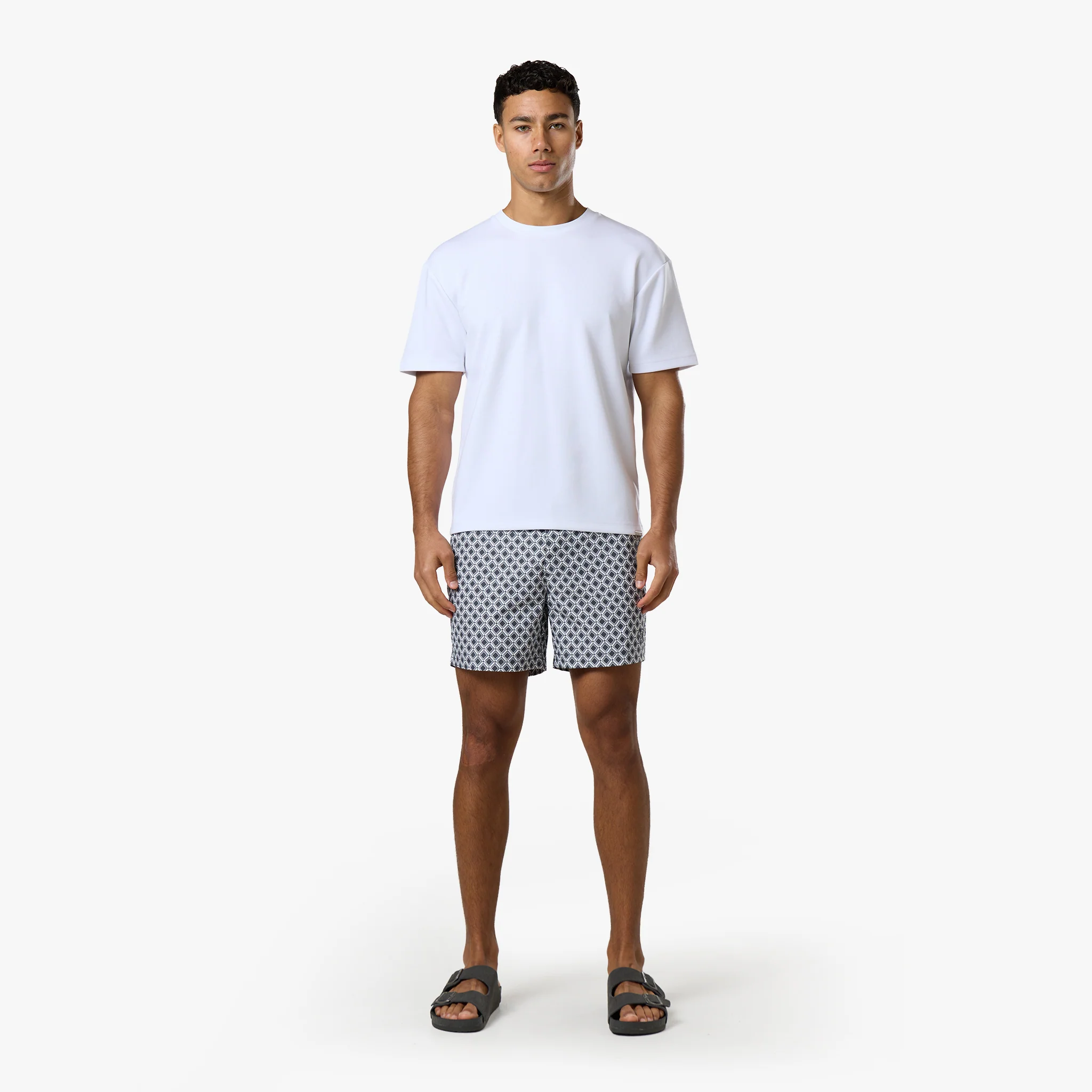 Printed Smart Buckle Swimshort | Charcoal - Image 7