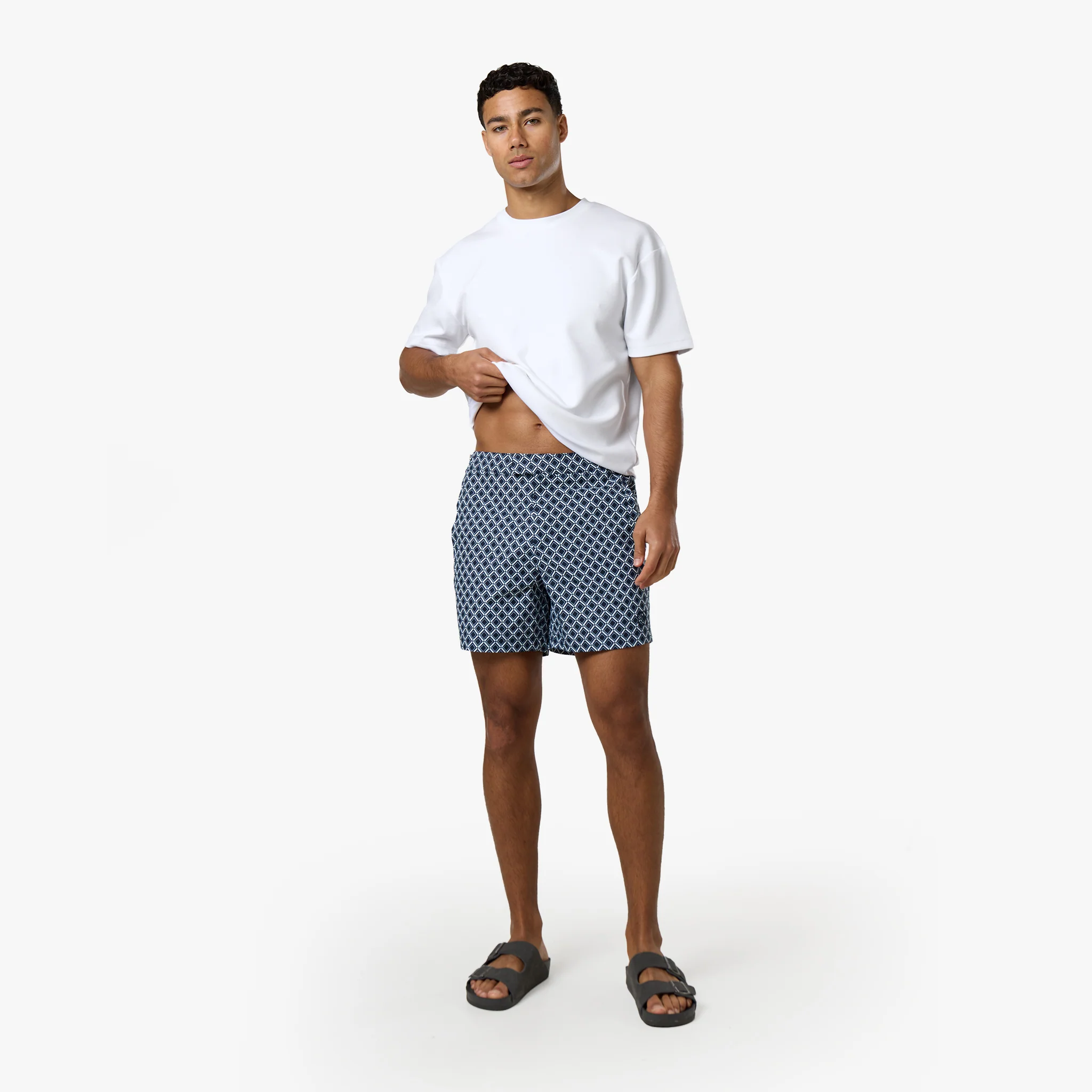 Printed Smart Buckle Swimshort | Navy - Image 4