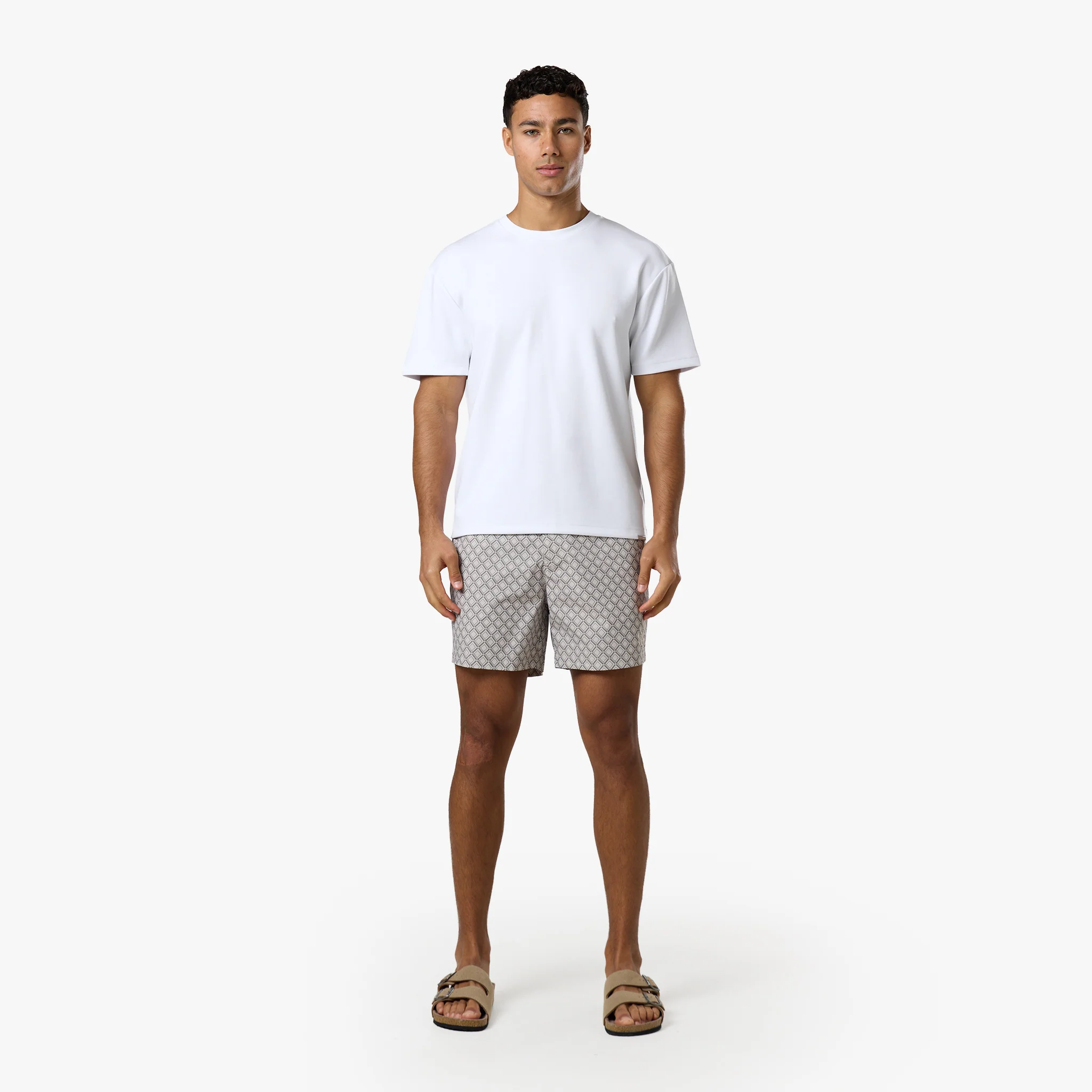 Printed Smart Buckle Swimshort | Stone - Image 3