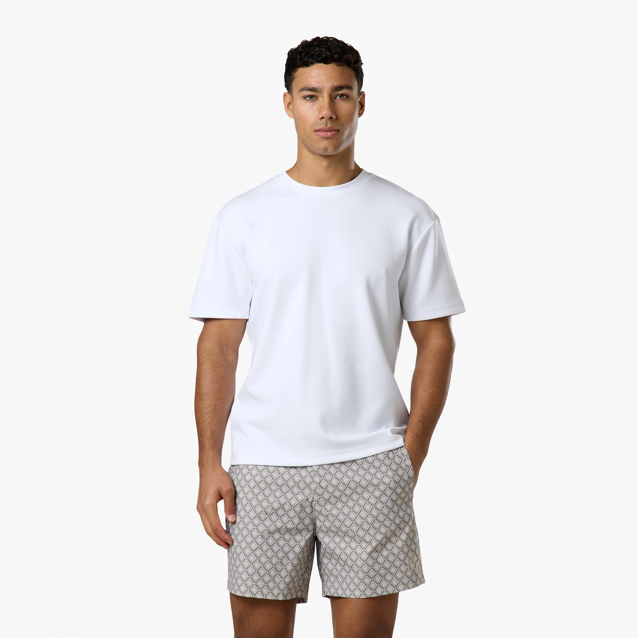 Printed Smart Buckle Swimshort | Stone - Image 4