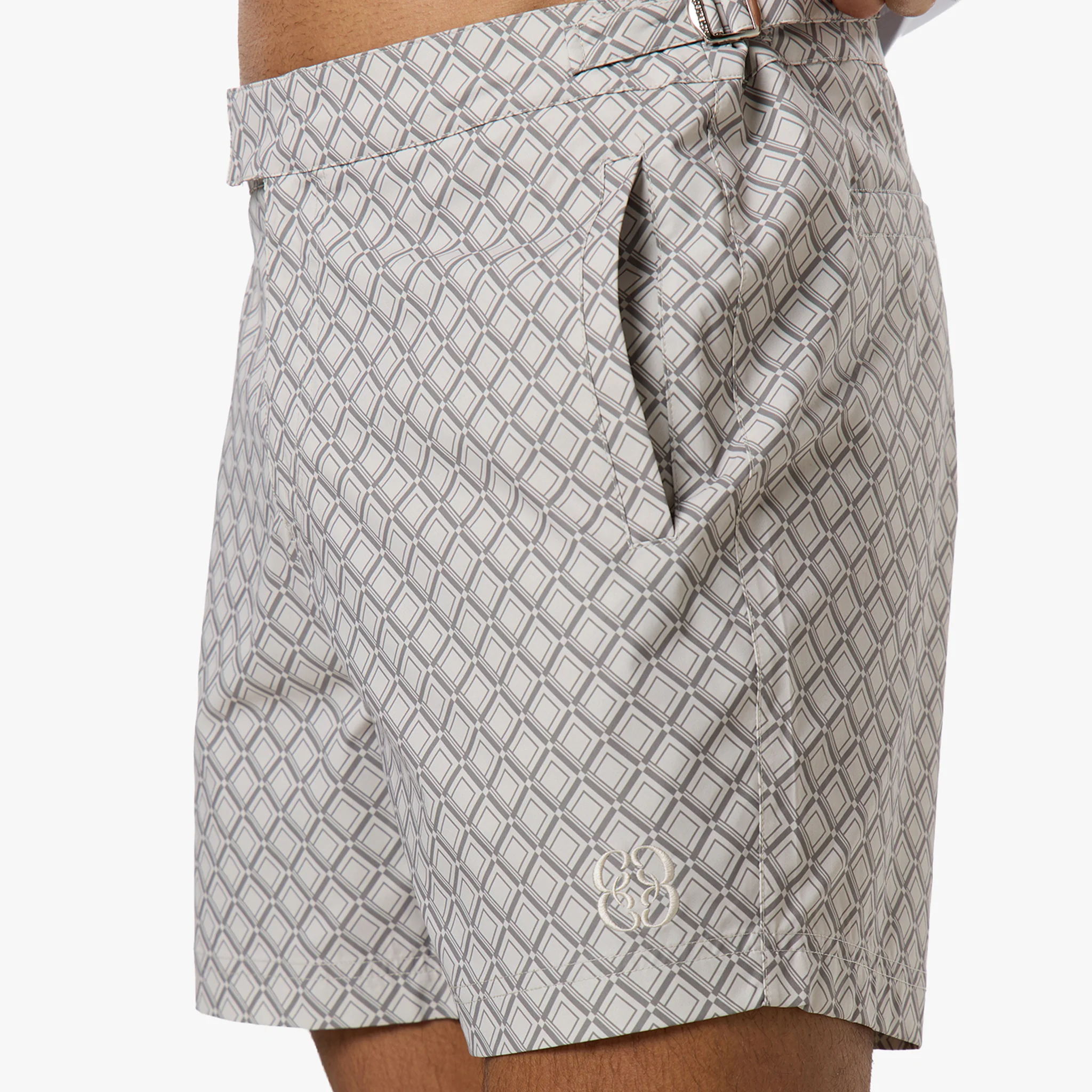 Printed Smart Buckle Swimshort | Stone - Image 5