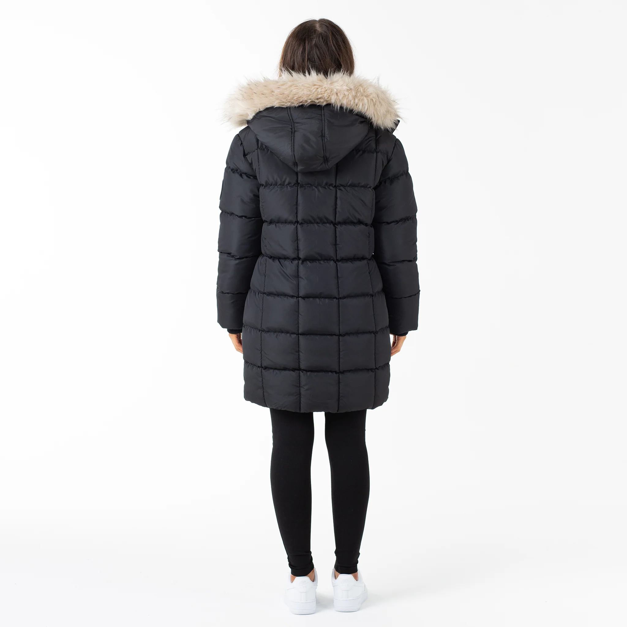 Faux Fur Longline Puffer  | Black - Image 7