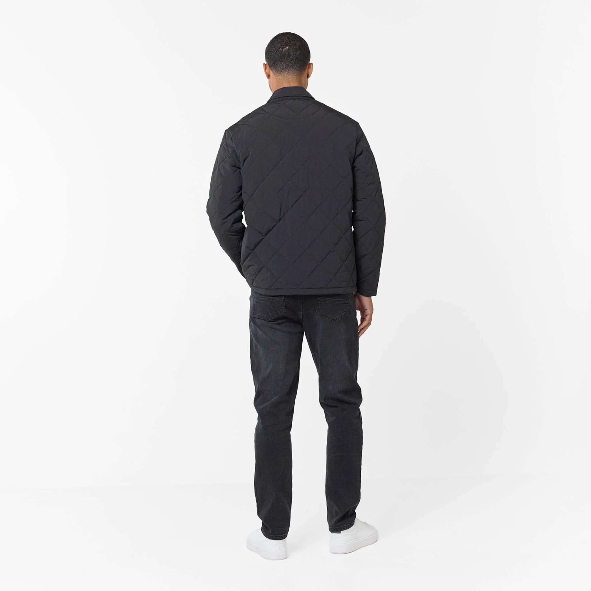 Quilted Overshirt Jacket | Black - Image 10