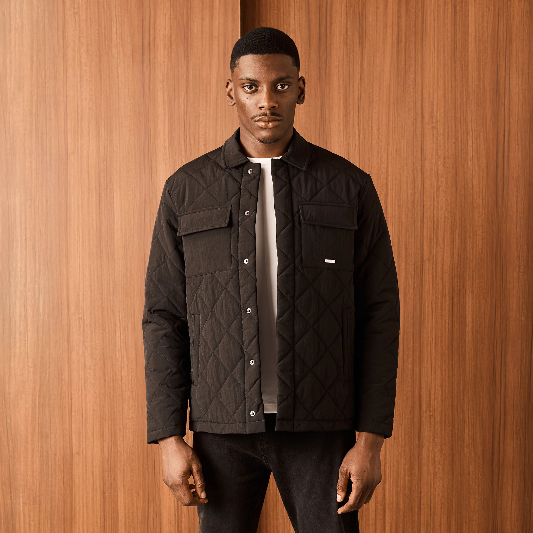 Quilted Overshirt Jacket | Black - Image 2