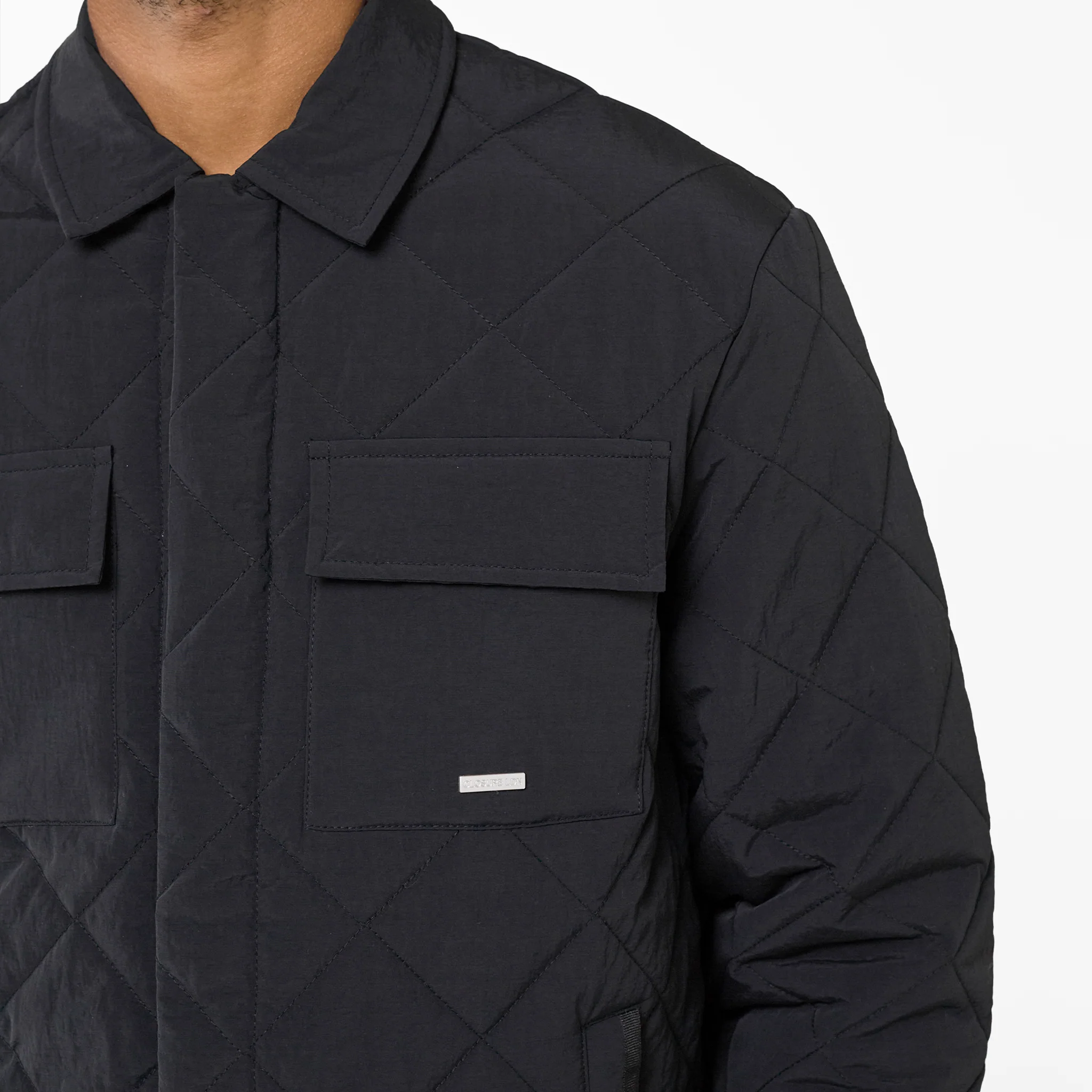 Quilted Overshirt Jacket | Black - Image 6