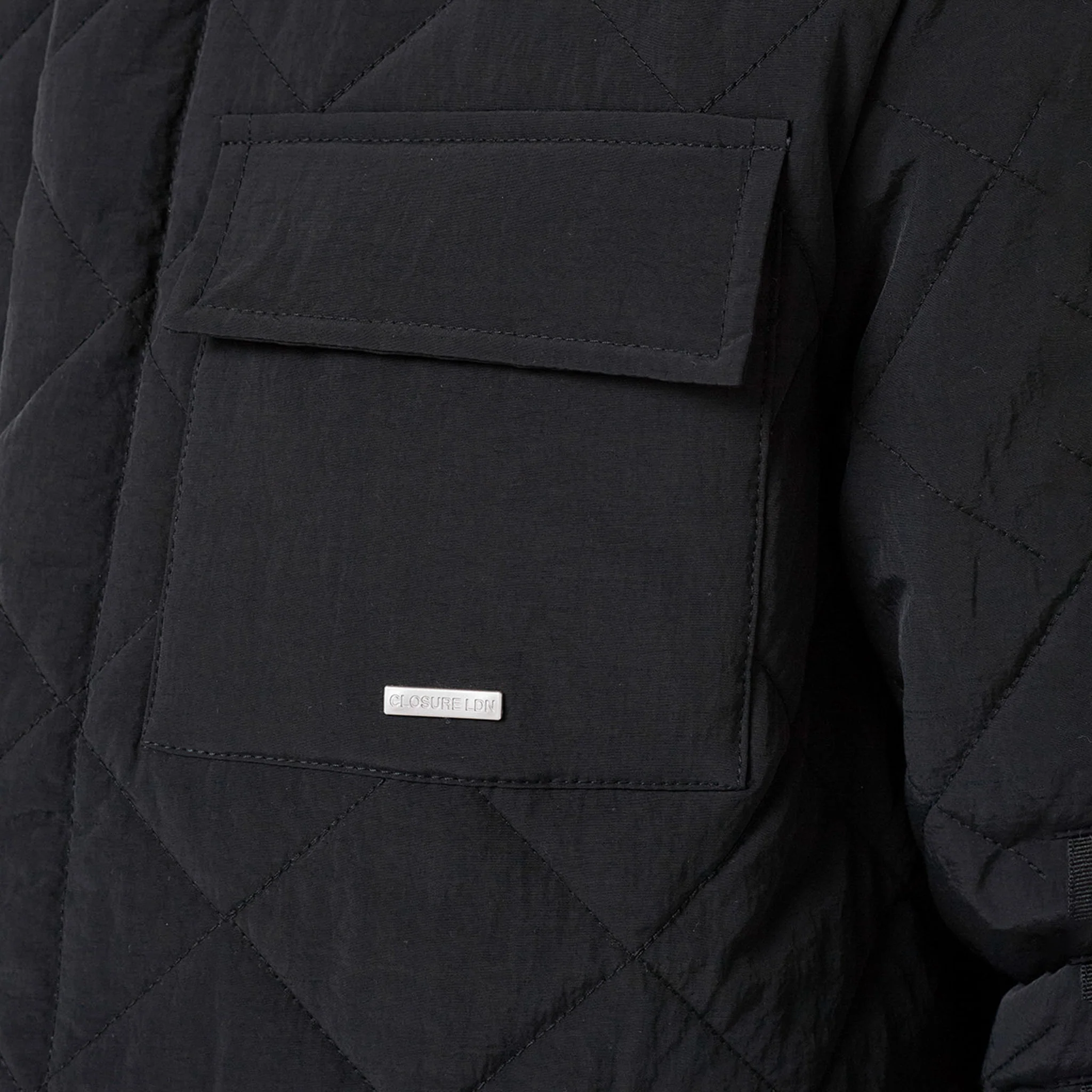 Quilted Overshirt Jacket | Black - Image 7